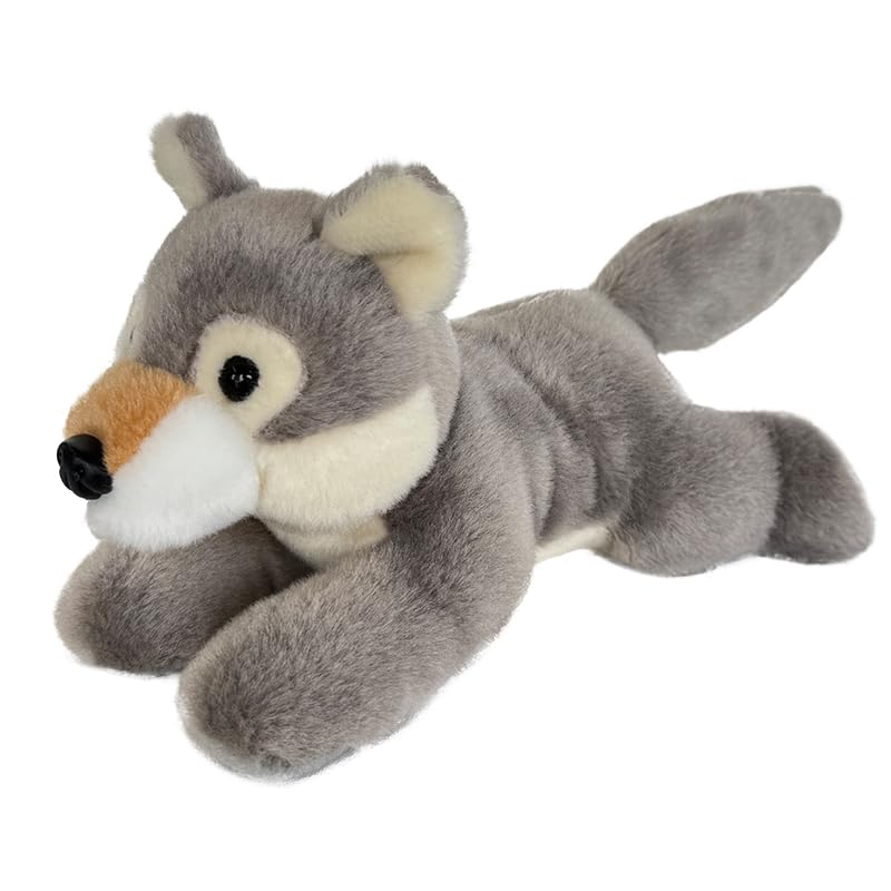 Hideekoog Wolf Stuffed Animal – 12-Inch Realistic Plush Toy for Kids (Lying-Down)