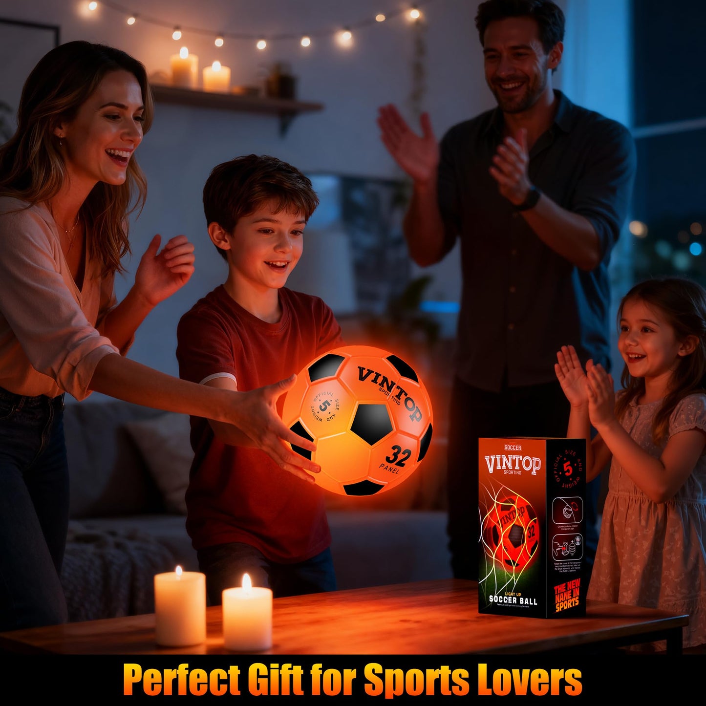 HIEMAO Glow in the Dark Soccer Ball – LED Size 5 for Kids 8–12 | Indoor & Outdoor Night Play