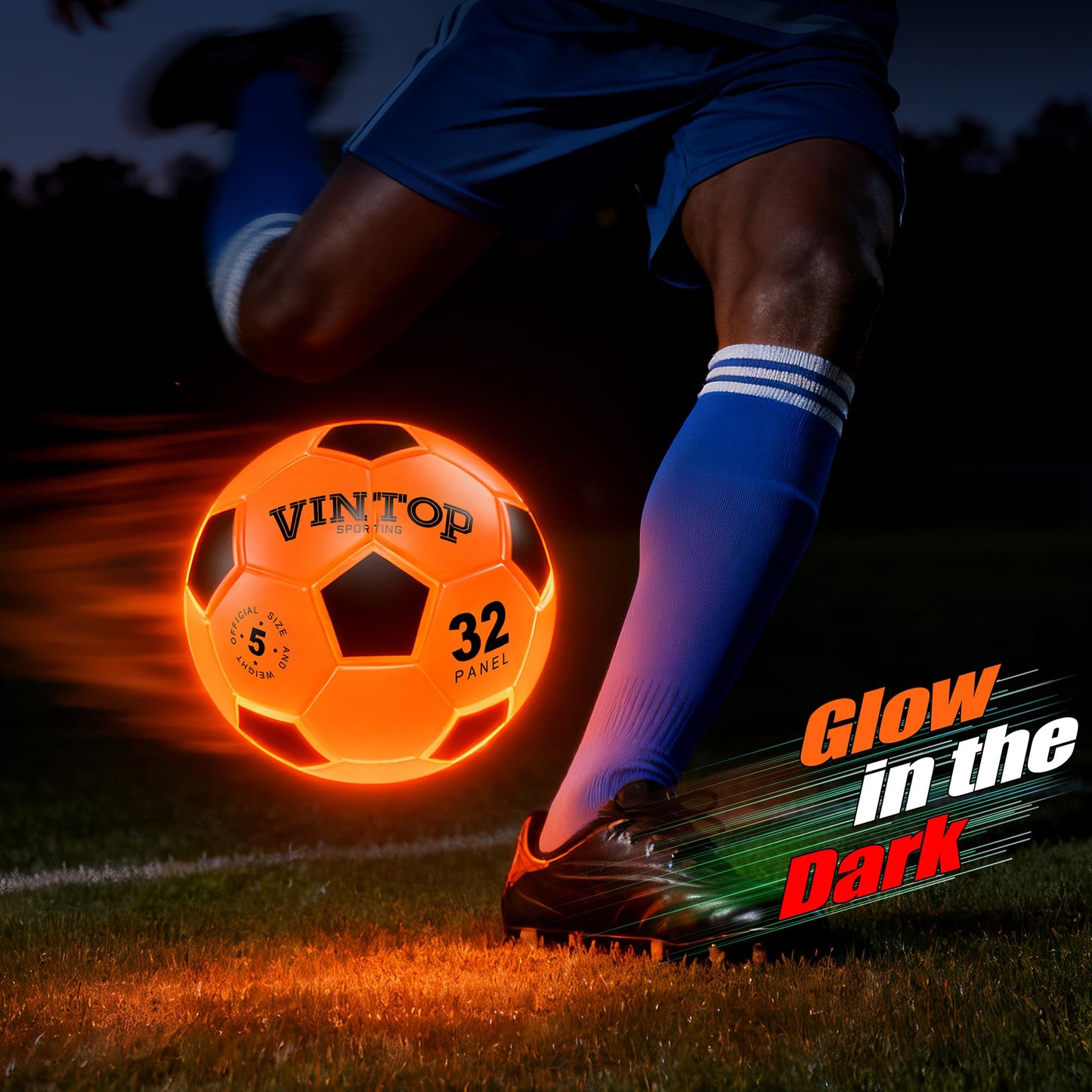 HIEMAO Glow in the Dark Soccer Ball – LED Size 5 for Kids 8–12 | Indoor & Outdoor Night Play