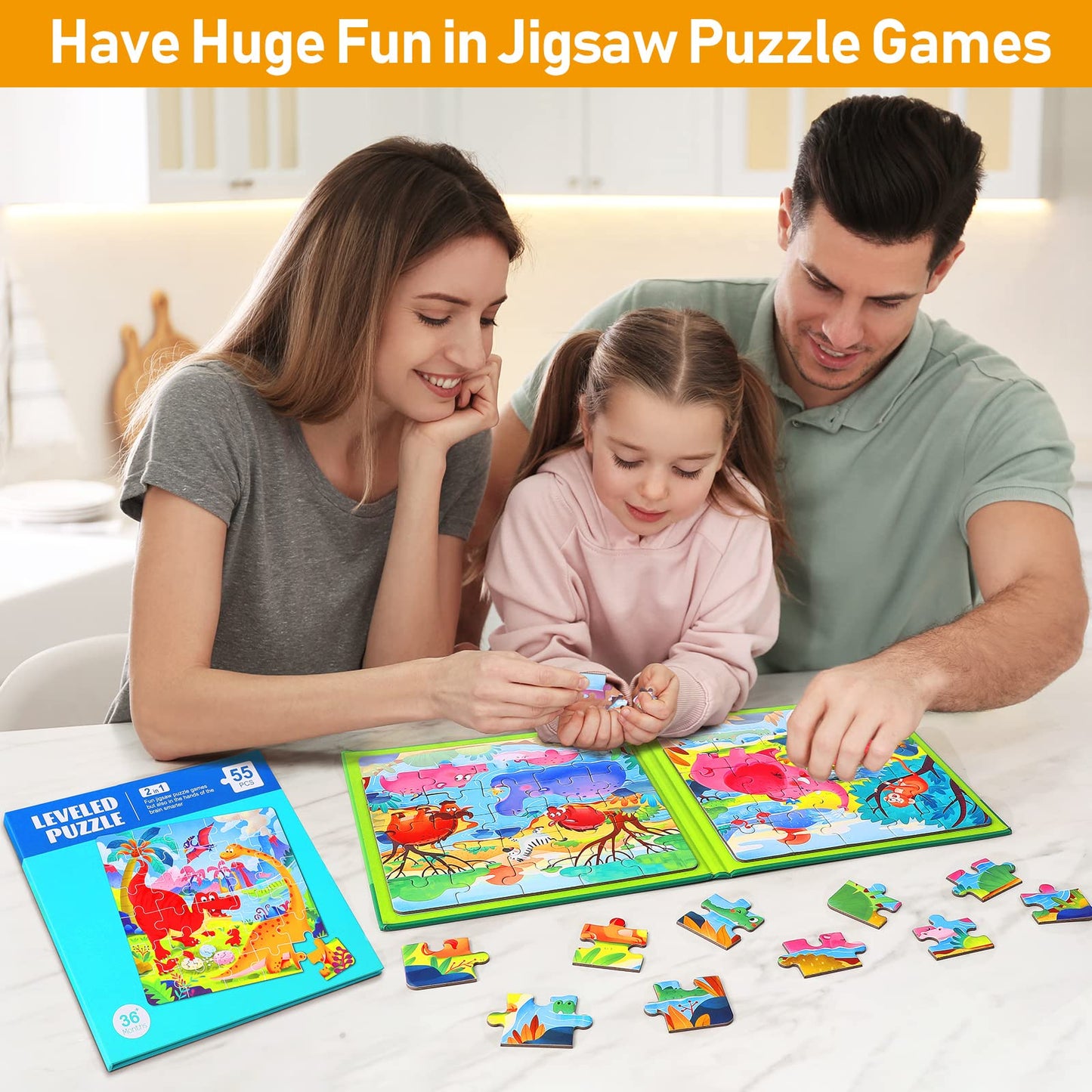 Hieoby Magnetic Puzzles for Kids 3-5 | Two-Book Dinosaur & Animal Puzzle Set