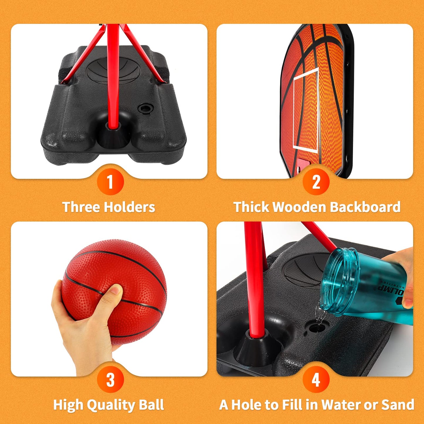 Hieoby Kids Basketball Hoop | Adjustable Indoor Mini Hoop for Ages 1-6