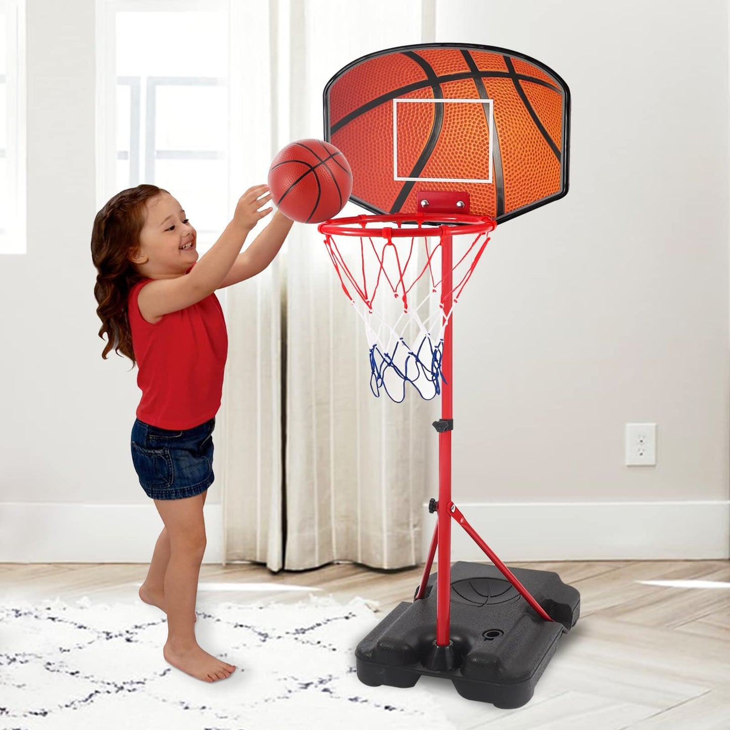 Hieoby Kids Basketball Hoop | Adjustable Indoor Mini Hoop for Ages 1-6
