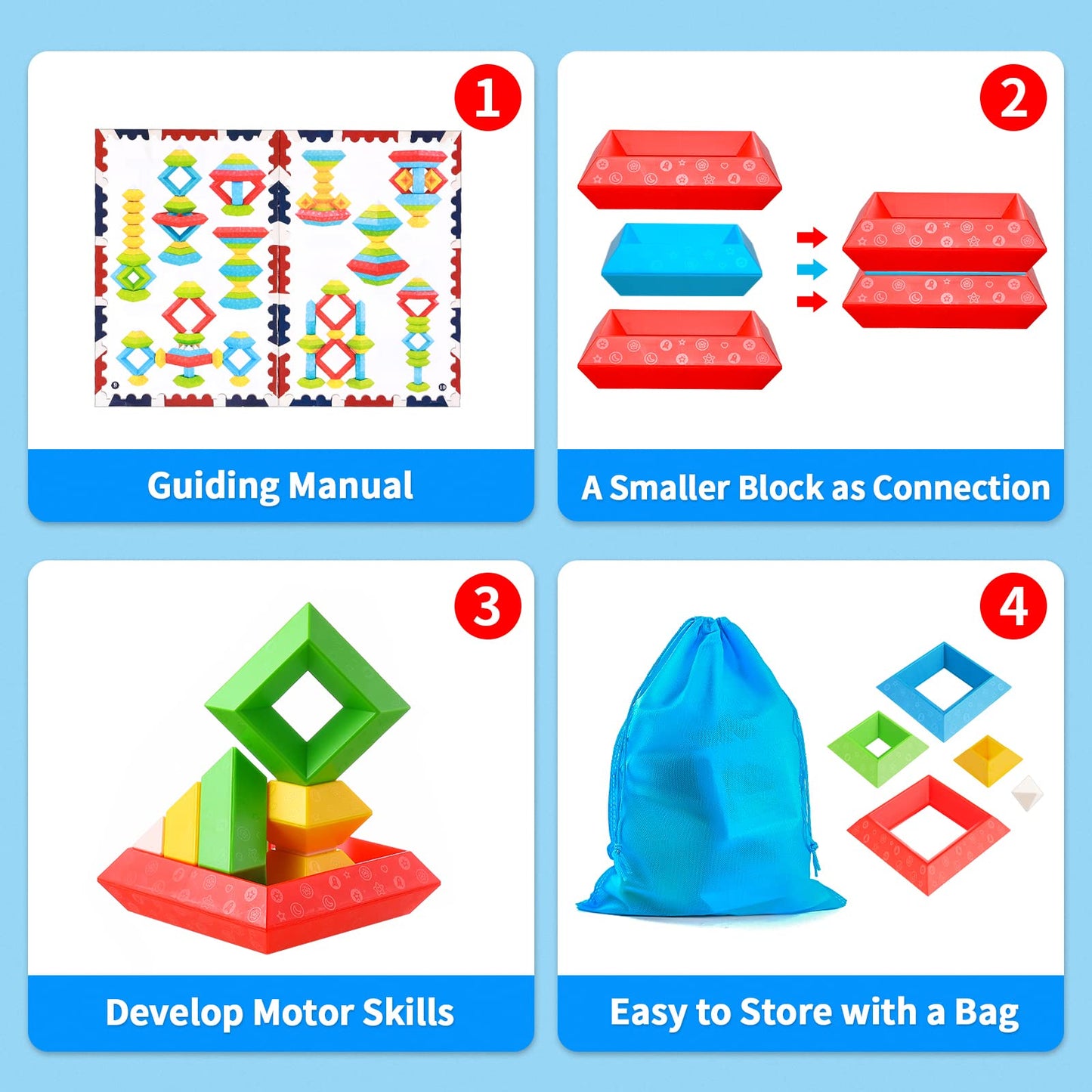 Hieoby Montessori Blocks 30pcs for Toddlers – STEM & Sensory Building Toys (Ages 1-4)