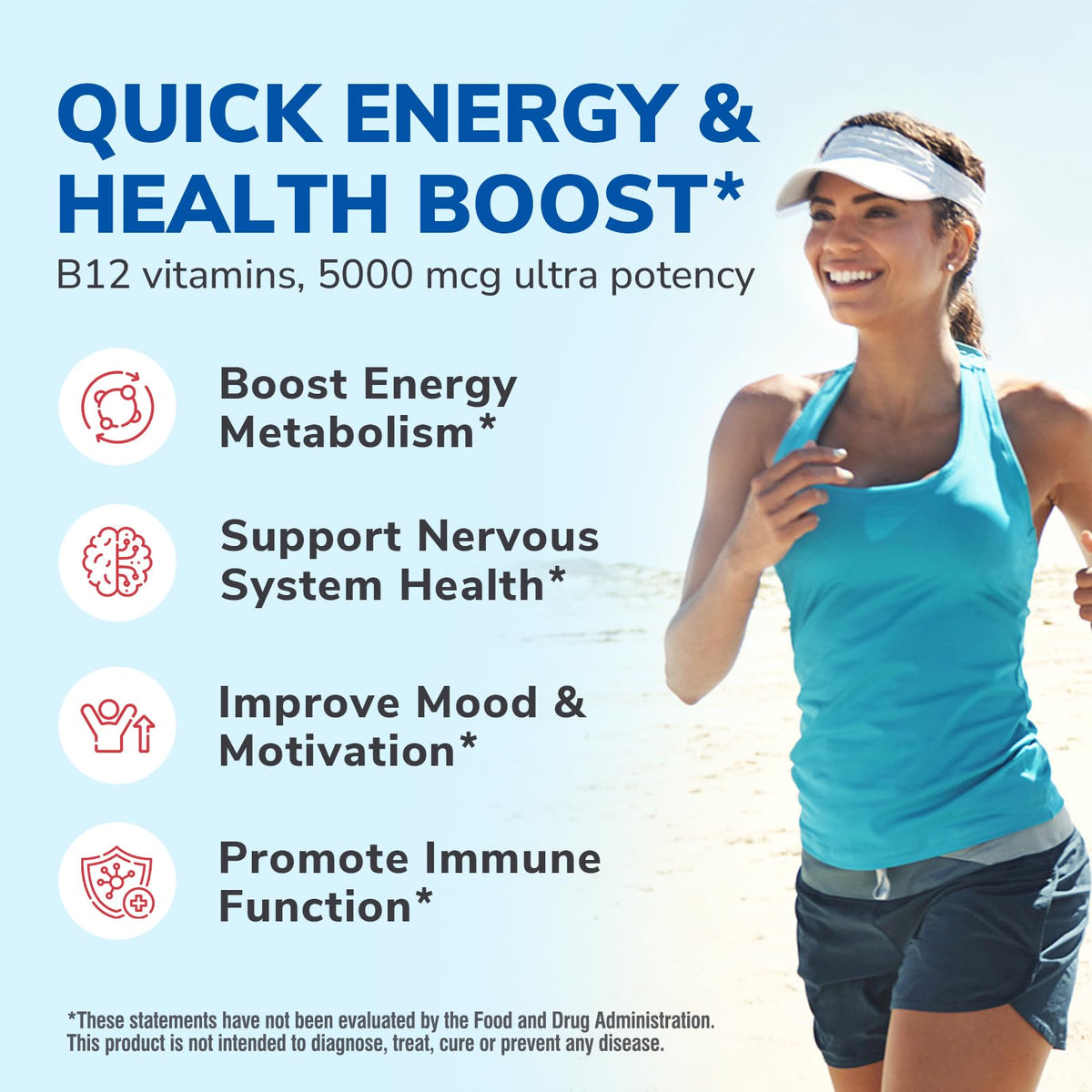 Vitamin B12 Sublingual 5000 mcg – Vegan Methylcobalamin, Peach Flavor