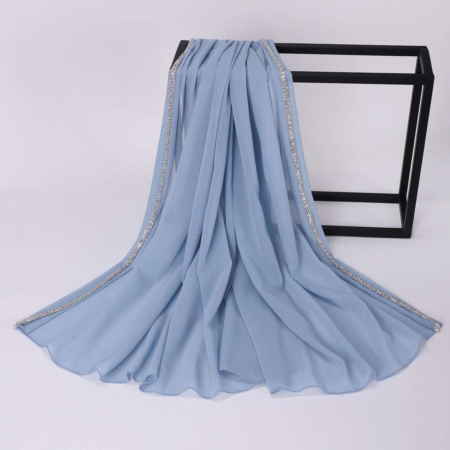 High-gloss Diamond Long-edge Chiffon Scarf, Ethnic Scarf