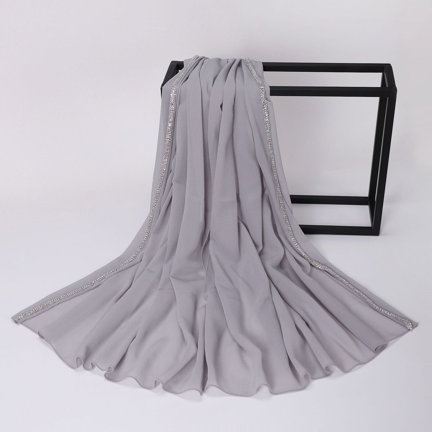 High-gloss Diamond Long-edge Chiffon Scarf, Ethnic Scarf