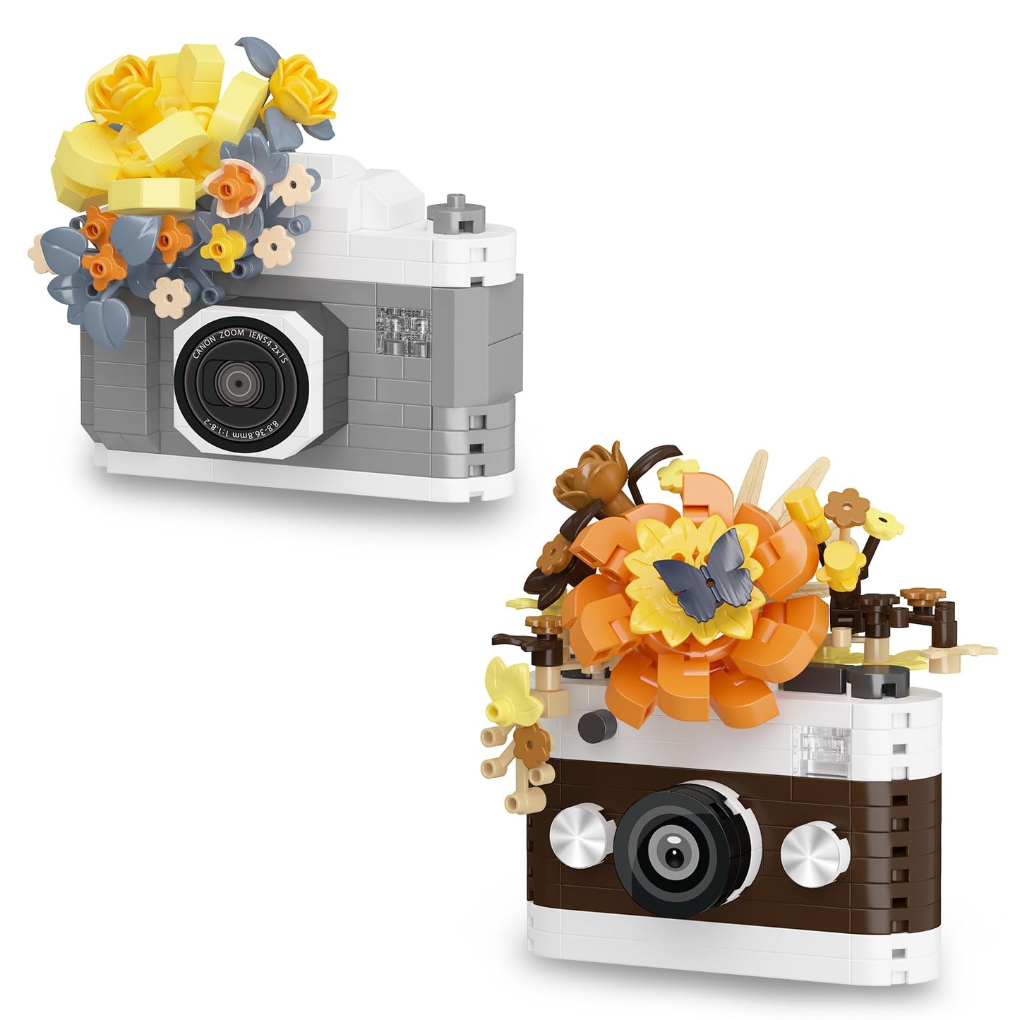 HIGH GODO 2-Set Cute Flowers Camera Building Set | 536-Piece Creative Block Build for Teens & Adults