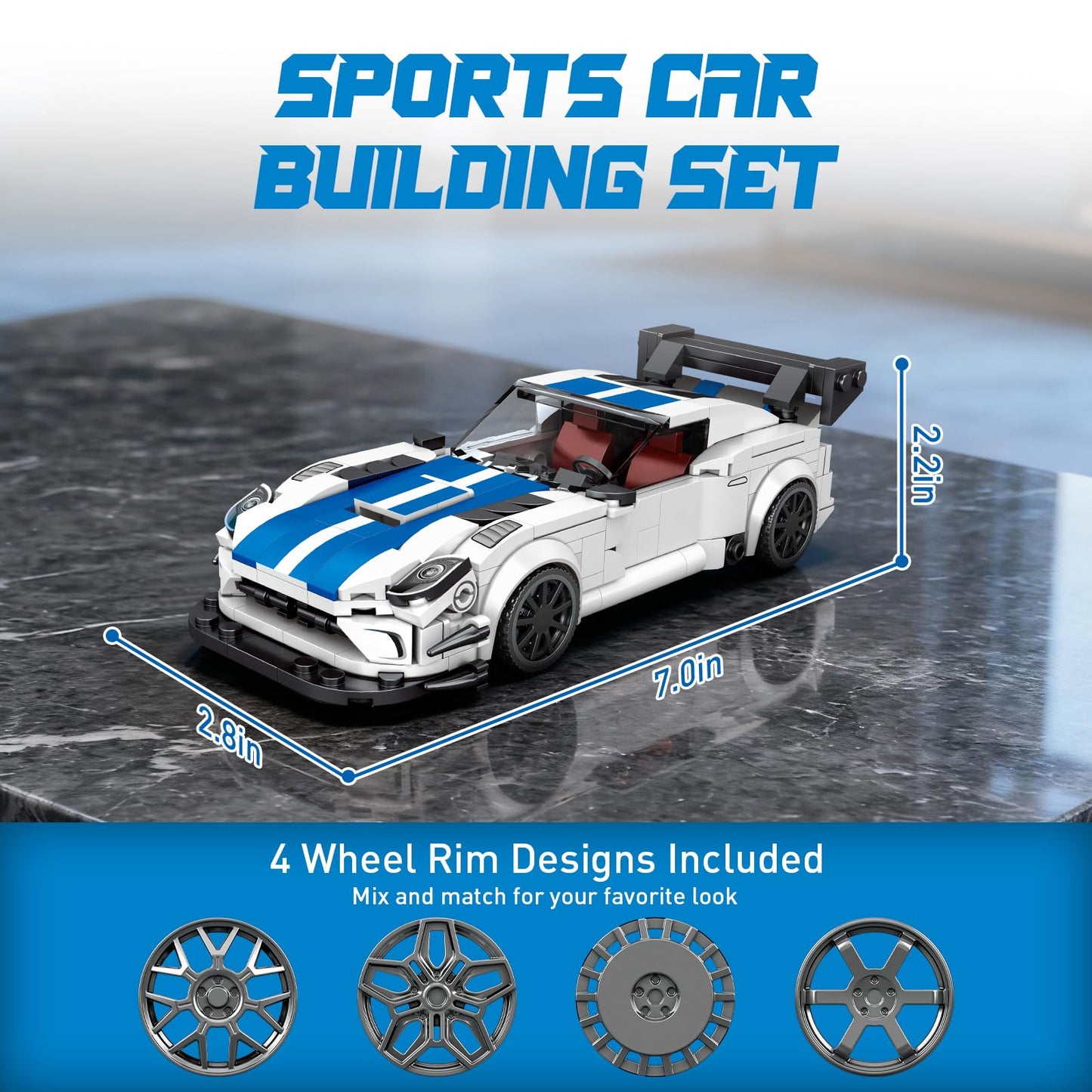 HIGH GODO Sports Car Building Set – 394-Piece Racing Car Model Kit for Adults & Teens 14+