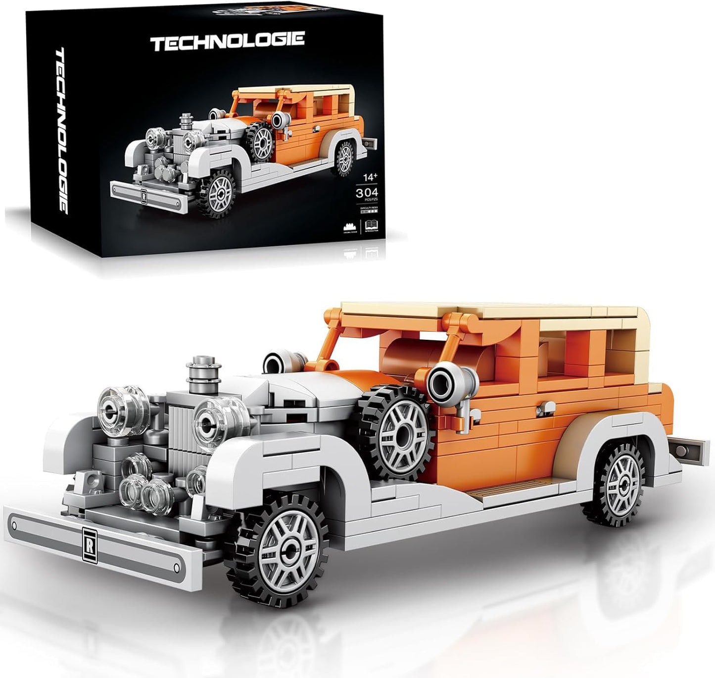 HIGH GODO Classic Car Building Set for Adults – Retro Vintage Car Model Kit (326 Pieces)