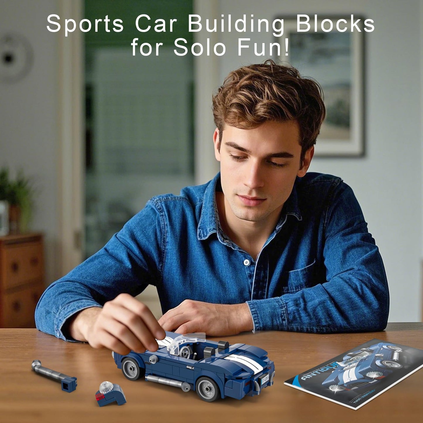 HIGH GODO Sports Car Building Set for Adults – 324-Piece Vintage Racing Model Kit with Display Box