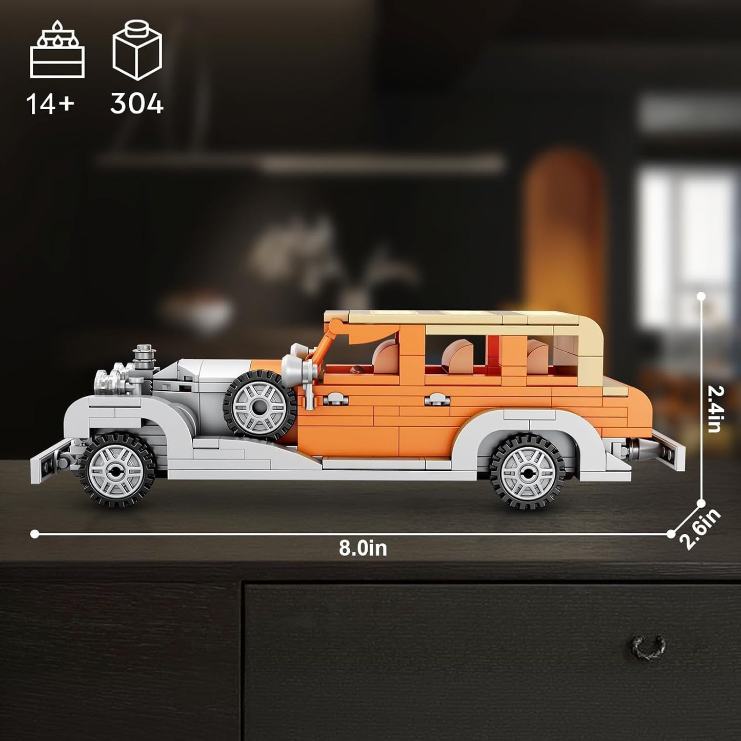 HIGH GODO Classic Car Building Set for Adults – Retro Vintage Car Model Kit (326 Pieces)