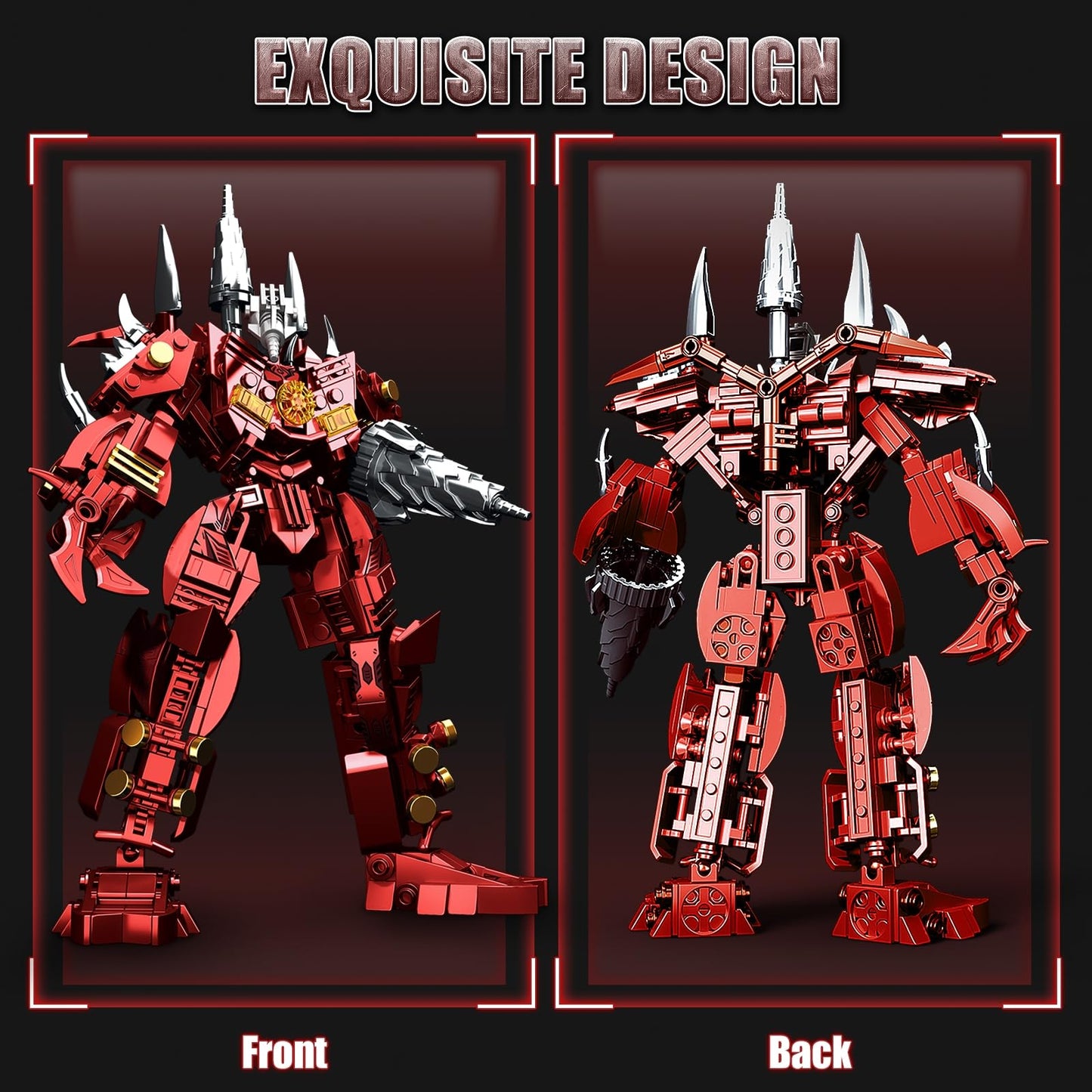 HIGH GODO Red Drill Mech Robot Building Blocks Set – 437 Pieces, Movable Joints, TV Figure Kit