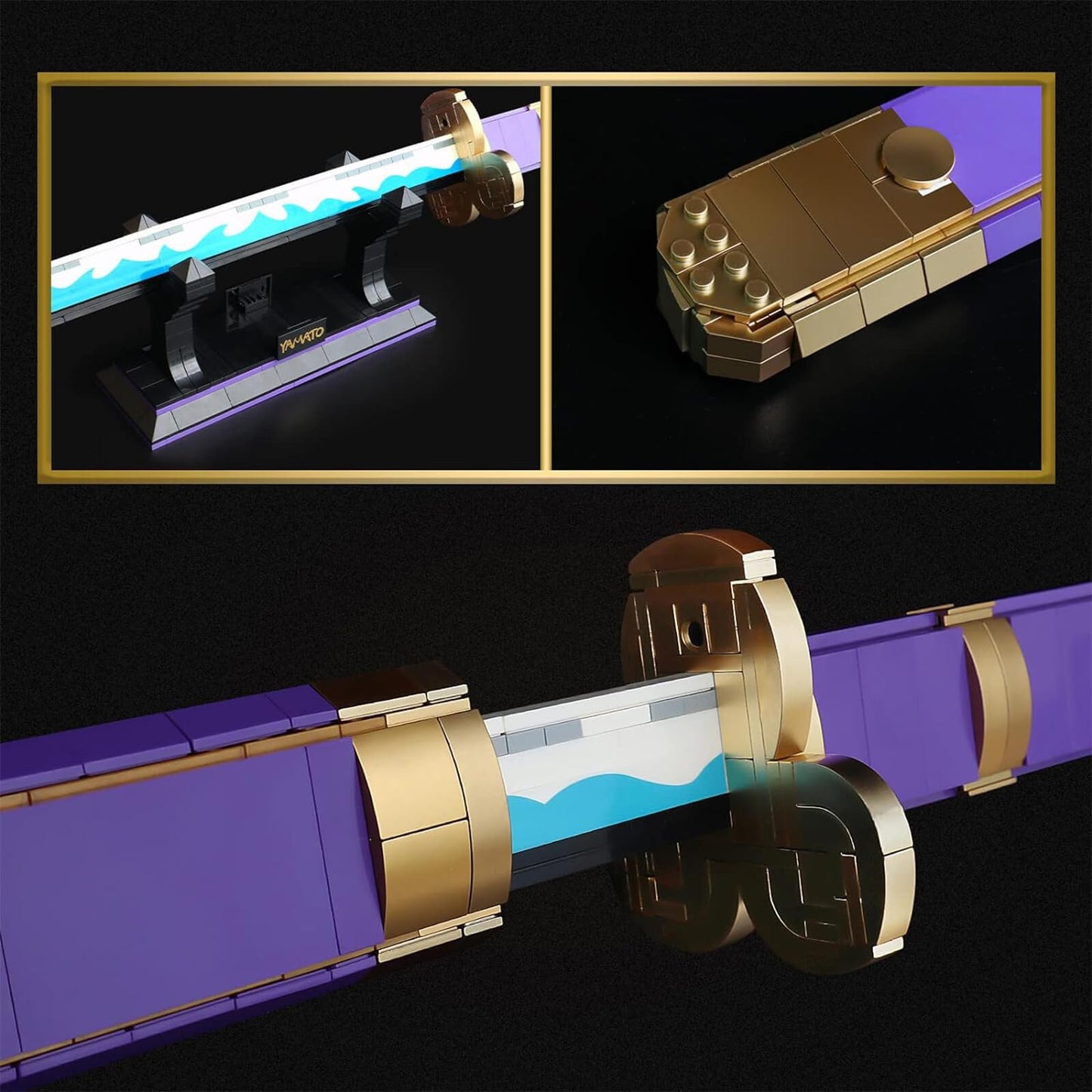 HIGH GODO Anime Cosplay Swords Building Set — Purple Enma Zoro Sword, 936 Pieces, 38.8in with Scabbard