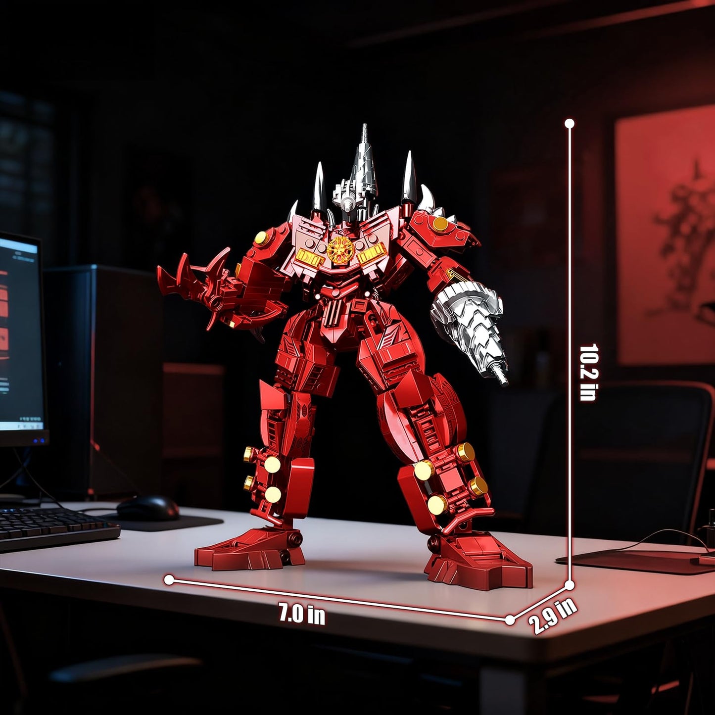 HIGH GODO Red Drill Mech Robot Building Blocks Set – 437 Pieces, Movable Joints, TV Figure Kit