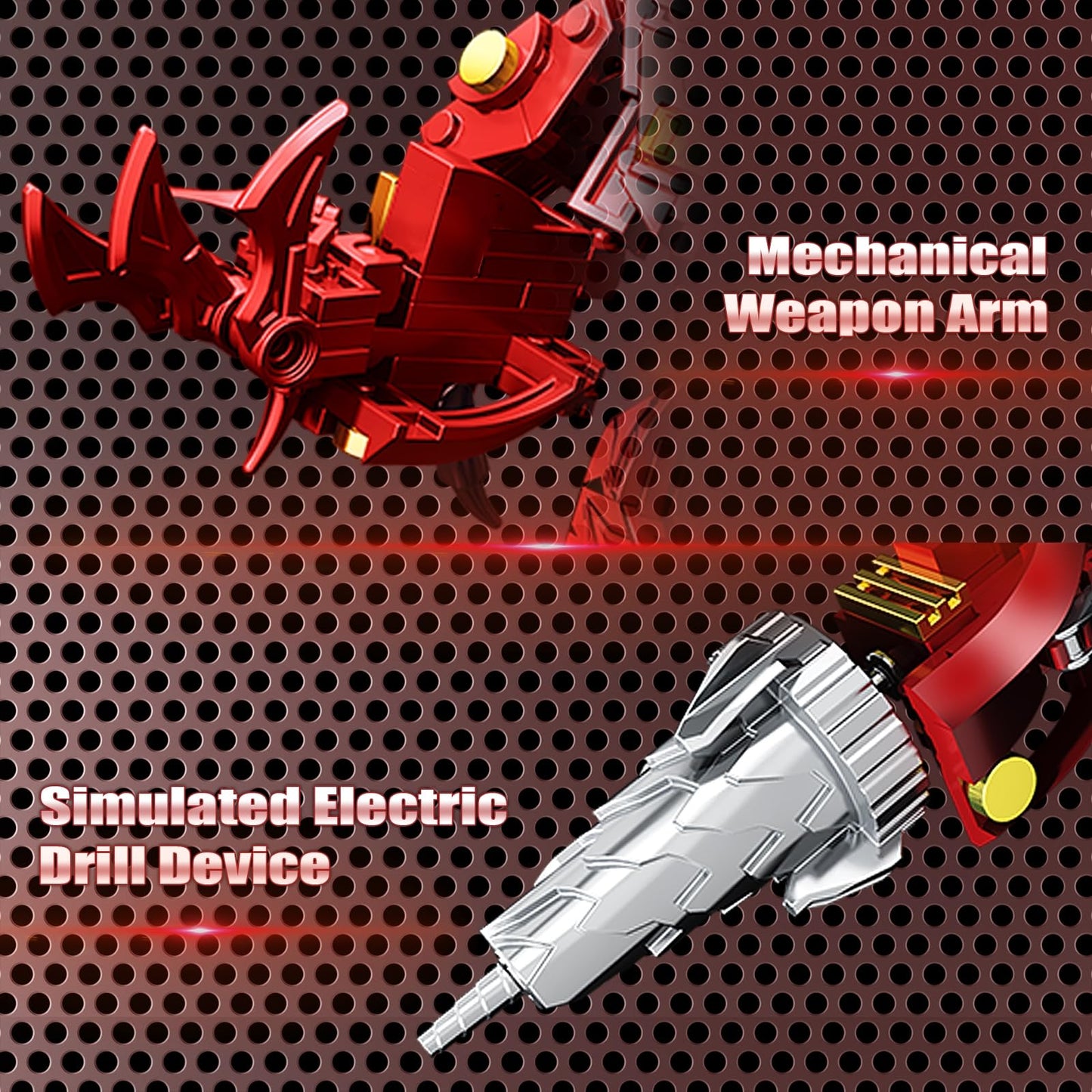 HIGH GODO Red Drill Mech Robot Building Blocks Set – 437 Pieces, Movable Joints, TV Figure Kit