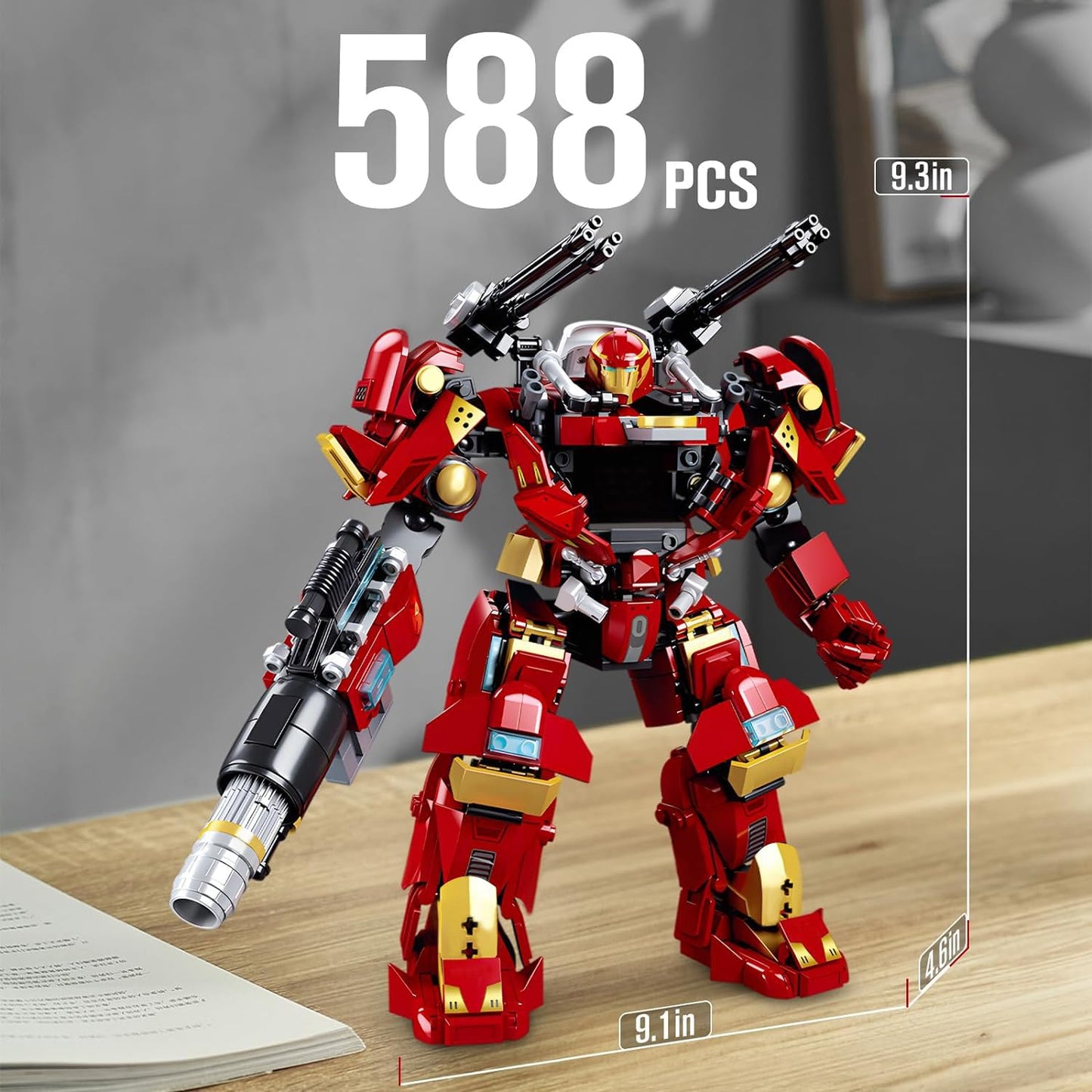 HIGH GODO Mech Robot Transforming Building Blocks Set for Adults – 588 Pieces City Warrior Figure