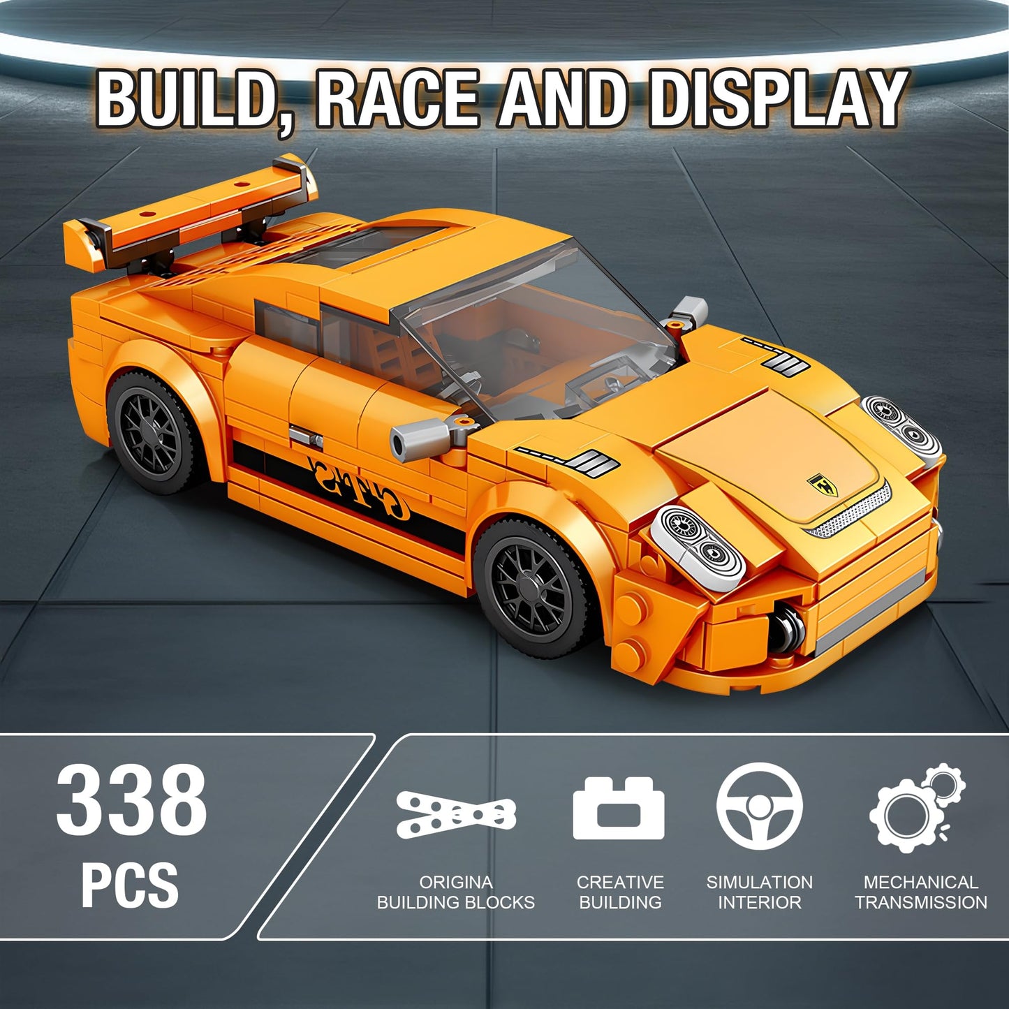 HIGH GODO Speed Racing Cars Building Sets – 338-Piece 911 Model Kit for Teens