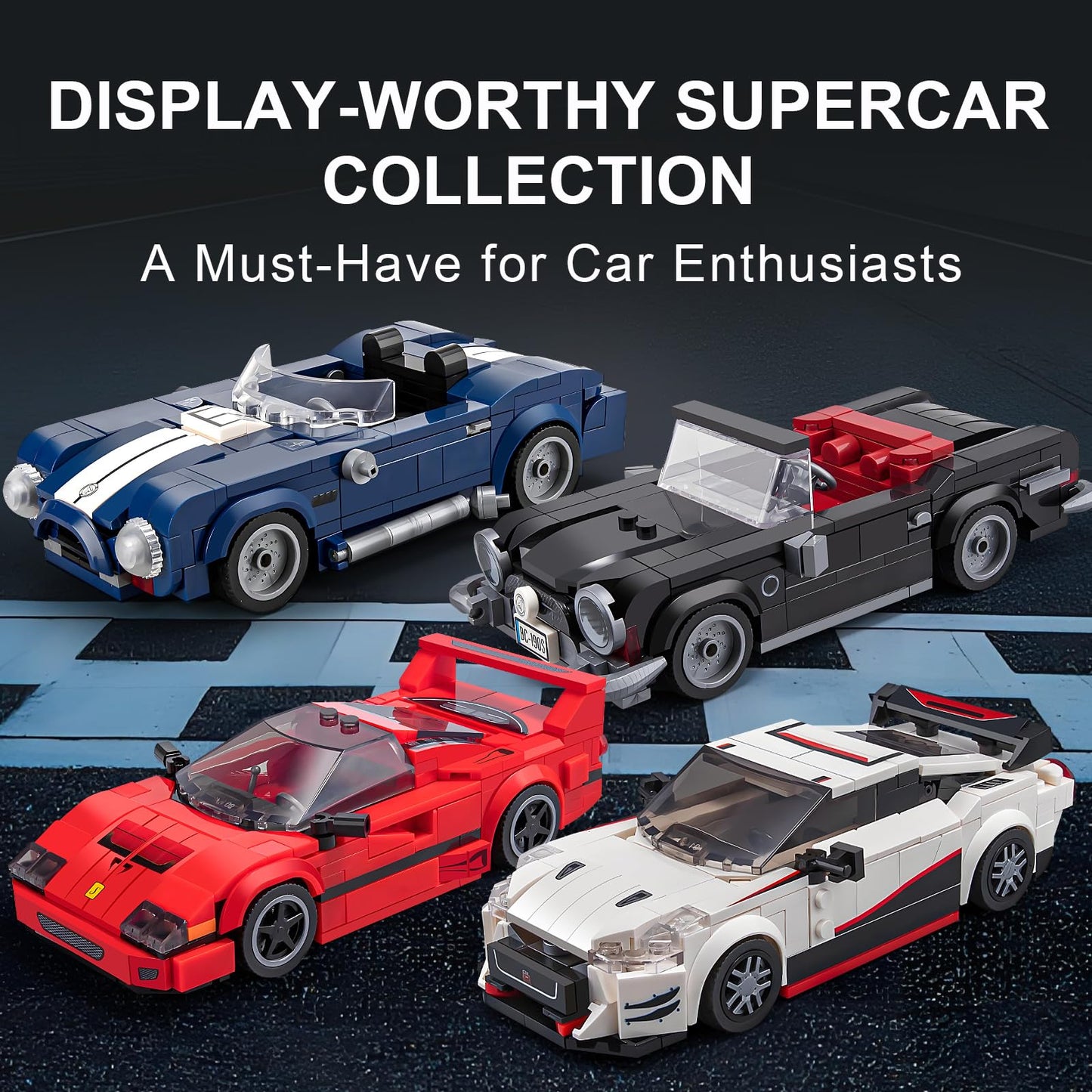 HIGH GODO Sports Car Building Set for Adults – 324-Piece Vintage Racing Model Kit with Display Box