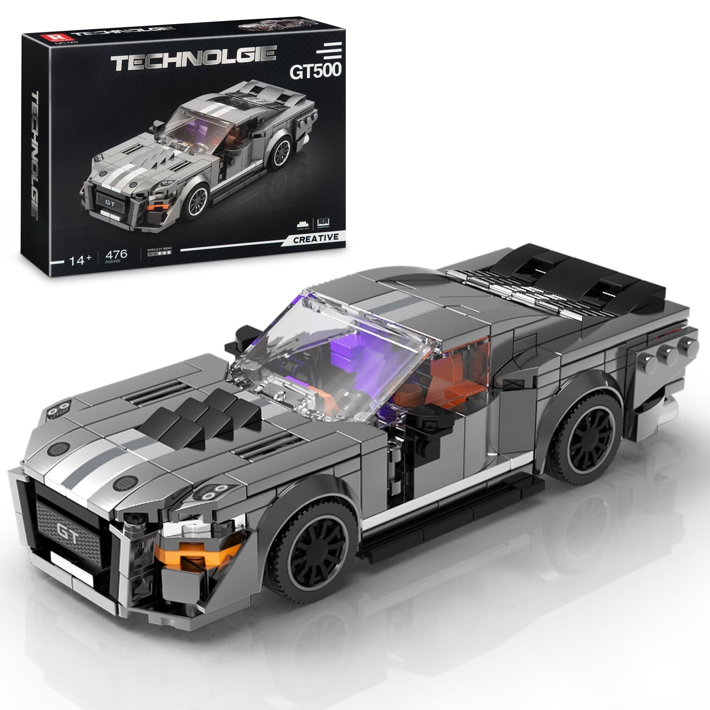 HIGH GODO Super Sports Car Building Set – 476-Piece Kit for Adults & Teens 14+