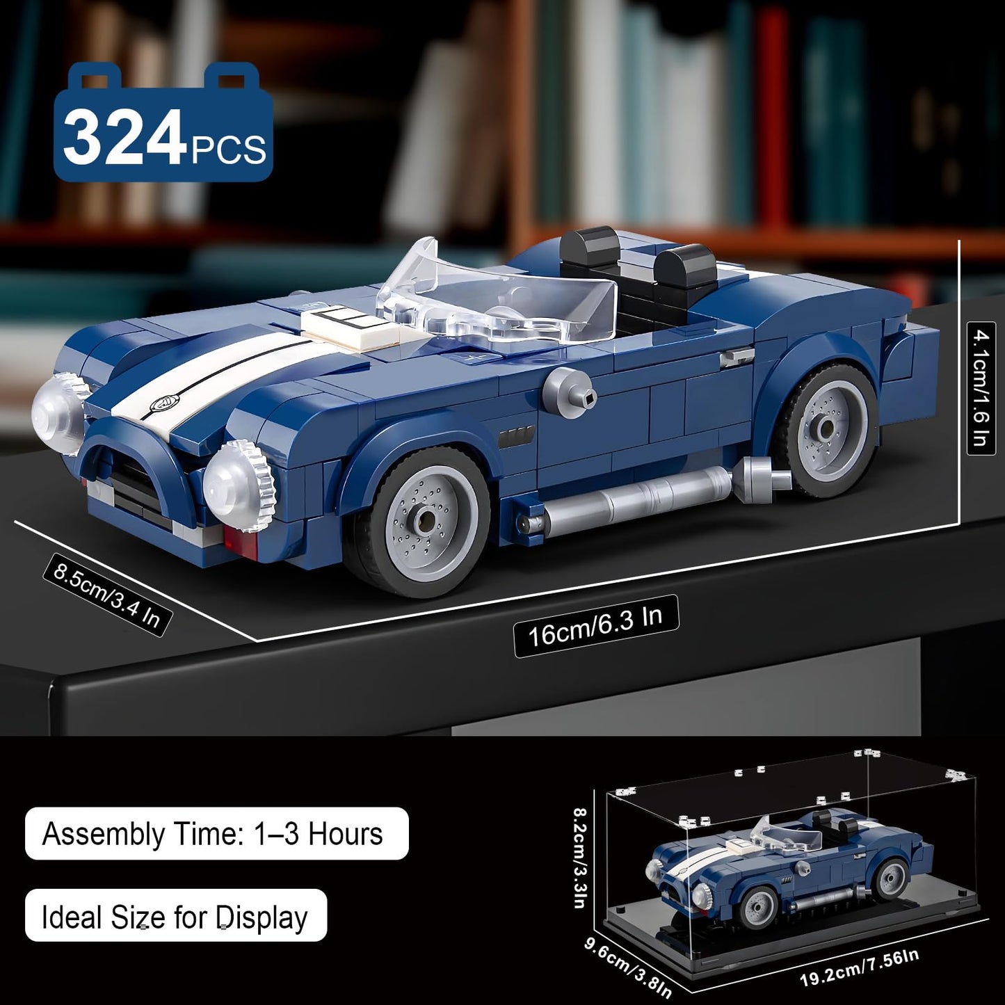 HIGH GODO Sports Car Building Set for Adults – 324-Piece Vintage Racing Model Kit with Display Box