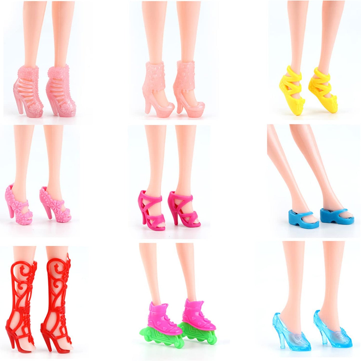 HighFun 51-Piece Doll Accessories with Shoe Rack – 30 Shoes, 10 Handbags & 10 Glasses for 11.5-Inch Dolls