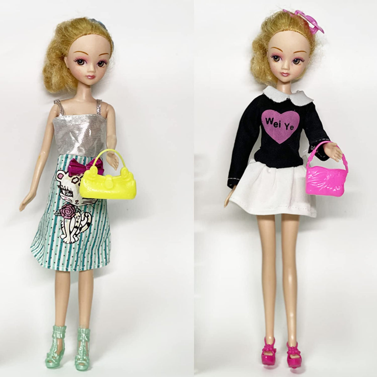 HighFun 70Pcs Doll Accessories Set for 11.5-Inch Dolls – Shoes, Handbags & Glasses