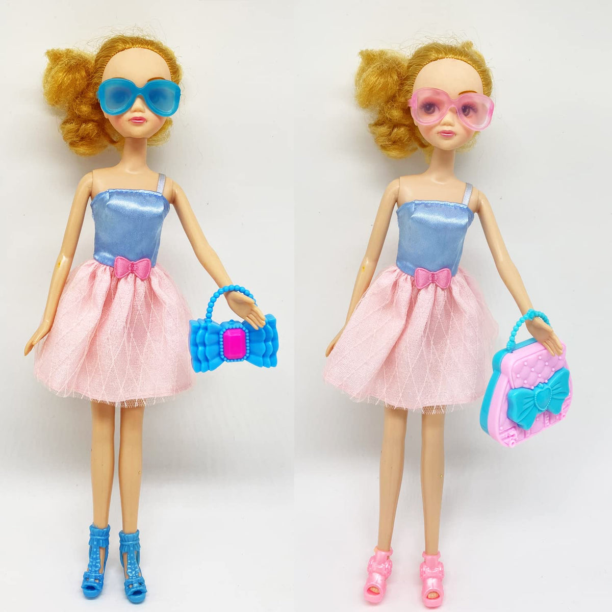 HighFun 51-Piece Doll Accessories with Shoe Rack – 30 Shoes, 10 Handbags & 10 Glasses for 11.5-Inch Dolls