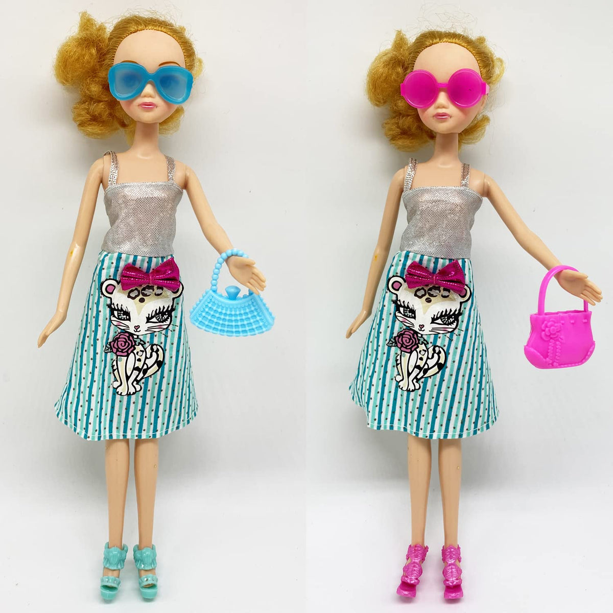 HighFun 51-Piece Doll Accessories with Shoe Rack – 30 Shoes, 10 Handbags & 10 Glasses for 11.5-Inch Dolls