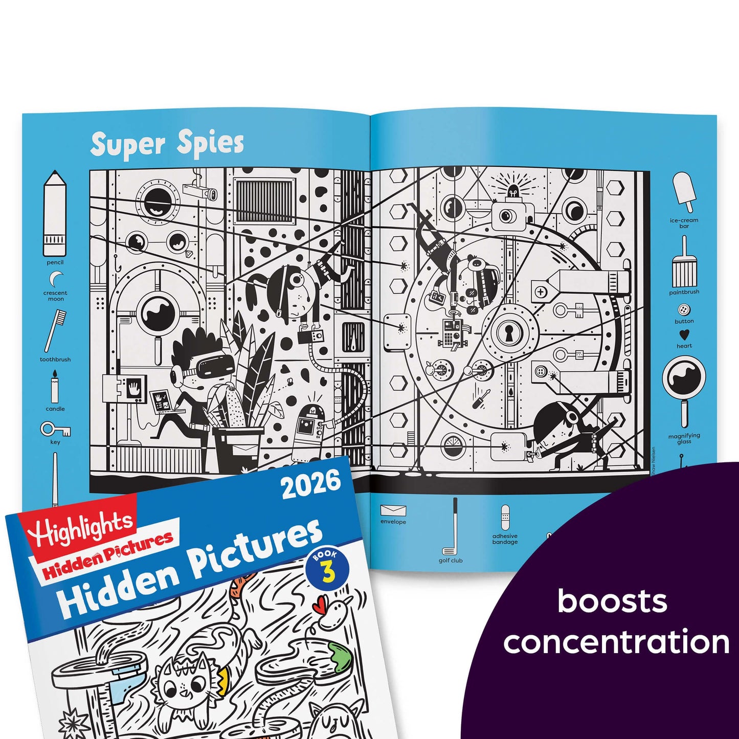 Highlights Hidden Pictures 2026 Activity Books – 4-Book Set for Kids 6+ | Hidden Object Puzzles, Coloring Pages & Seek & Find