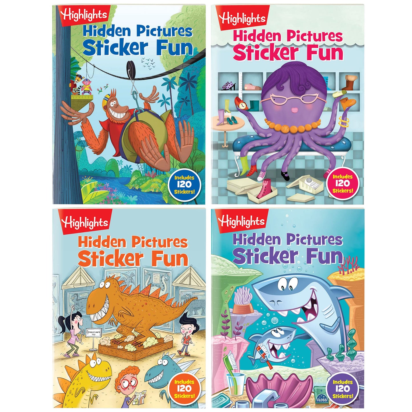 Highlights Hidden Pictures Sticker Fun for Kids 3-6 — 4-Book Set with 480+ Stickers (Volume 1)