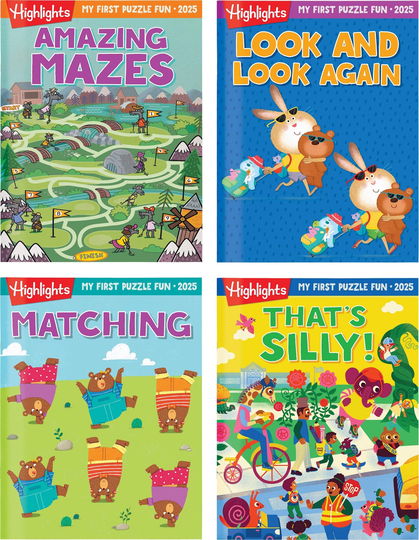 Highlights My First Puzzle Fun 2025: 4-Book Puzzle Set for Kids Ages 3-6 – Travel-Friendly, Screen-Free Activities