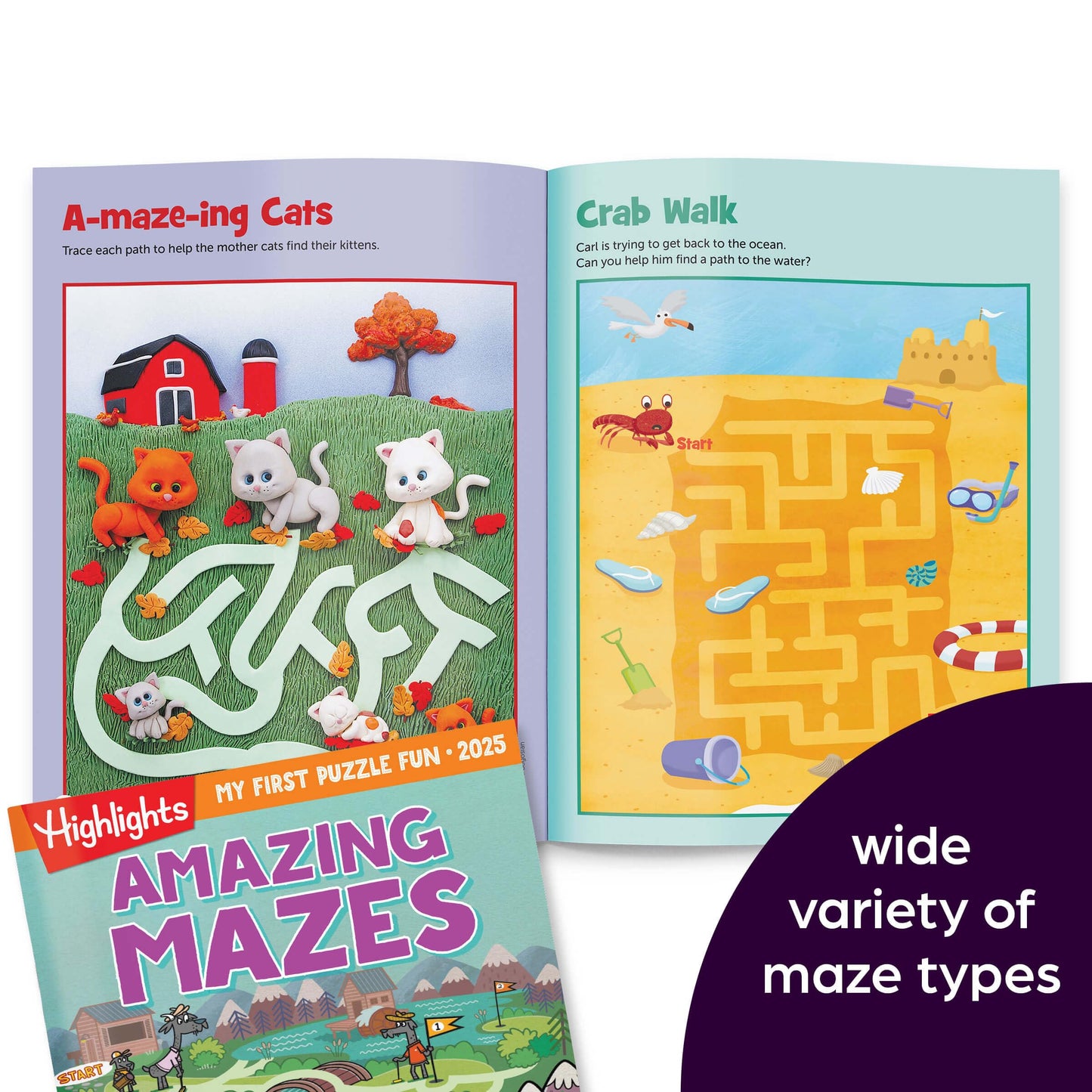 Highlights My First Puzzle Fun 2025: 4-Book Puzzle Set for Kids Ages 3-6 – Travel-Friendly, Screen-Free Activities