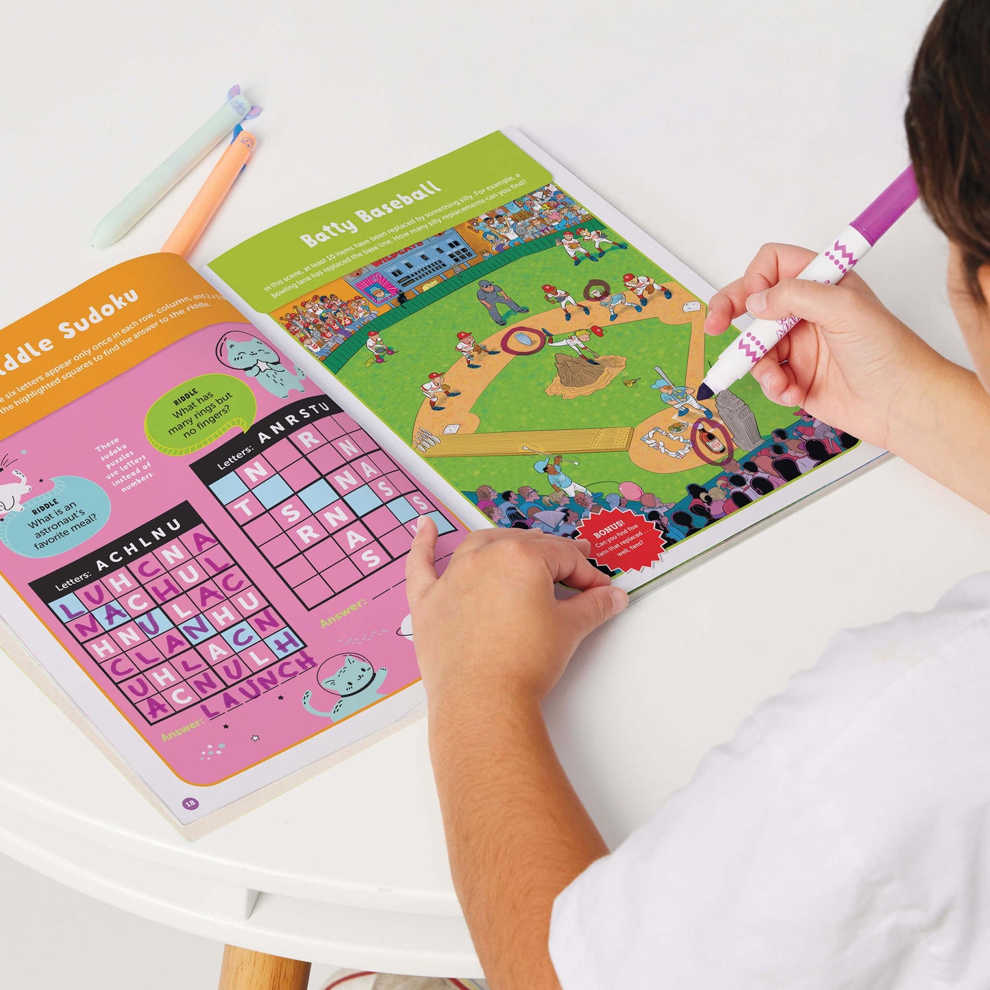 Highlights 2026 Puzzle Fun: 4-Book Set for Kids 6+ | Brain Teasers, Mazes & Word Games | Travel Activity