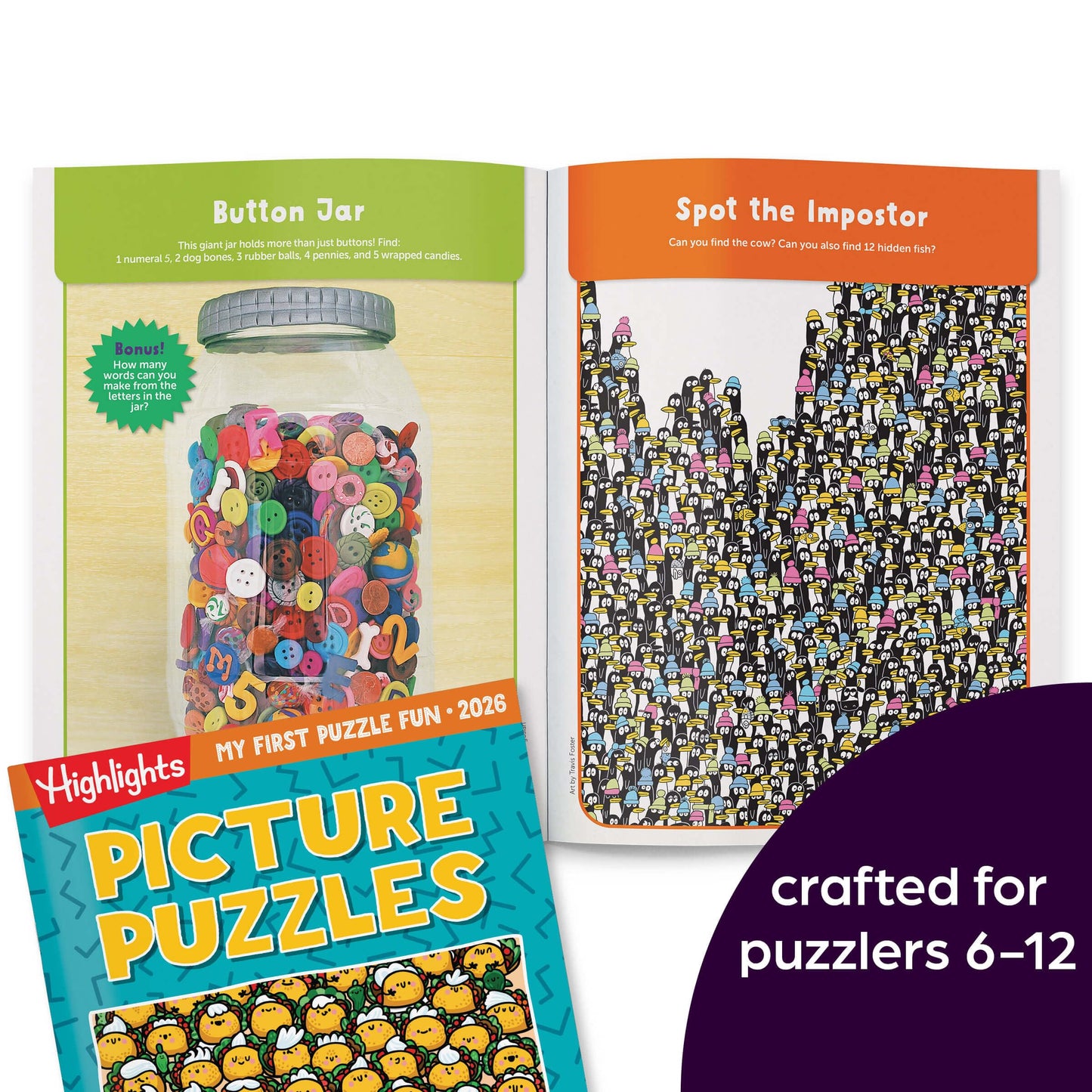 Highlights 2026 Puzzle Fun: 4-Book Set for Kids 6+ | Brain Teasers, Mazes & Word Games | Travel Activity