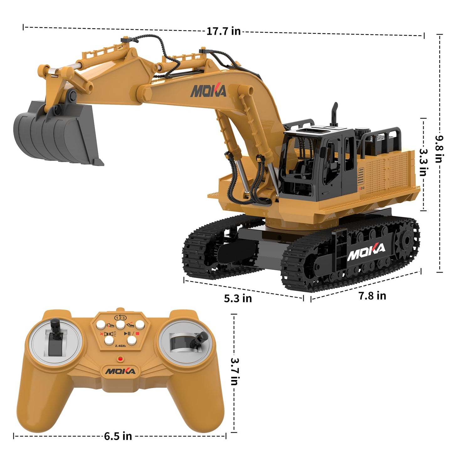 Highmall RC Excavator Toy - 11-Channel, 680° Rotation, Dual 1200mAh
