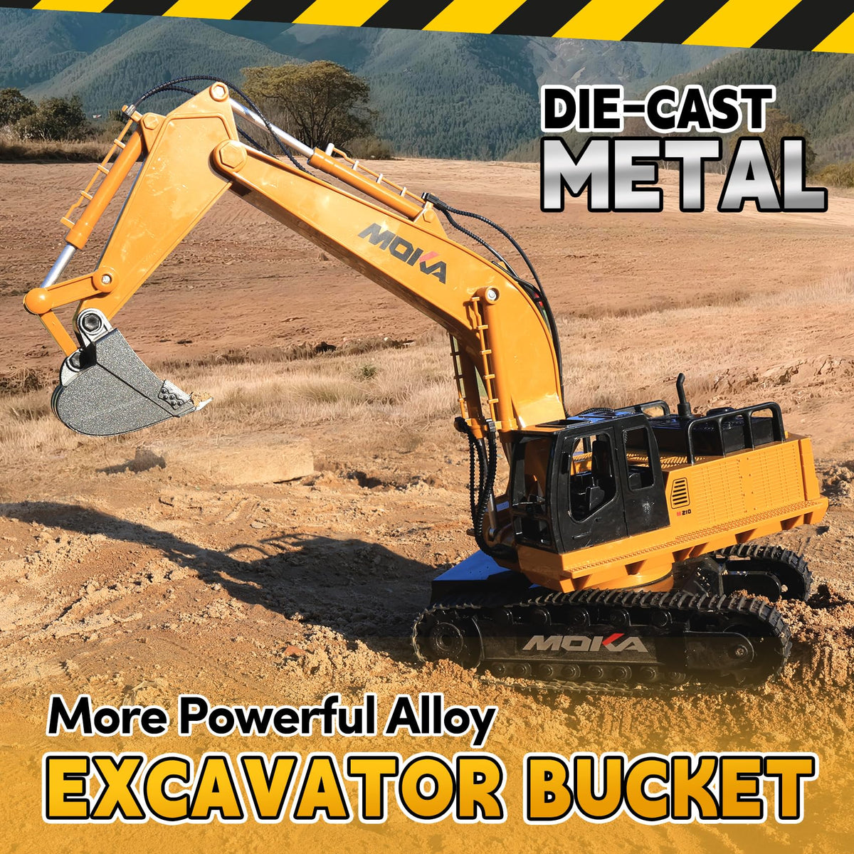 Highmall RC Excavator Toy - 11-Channel, 680° Rotation, Dual 1200mAh