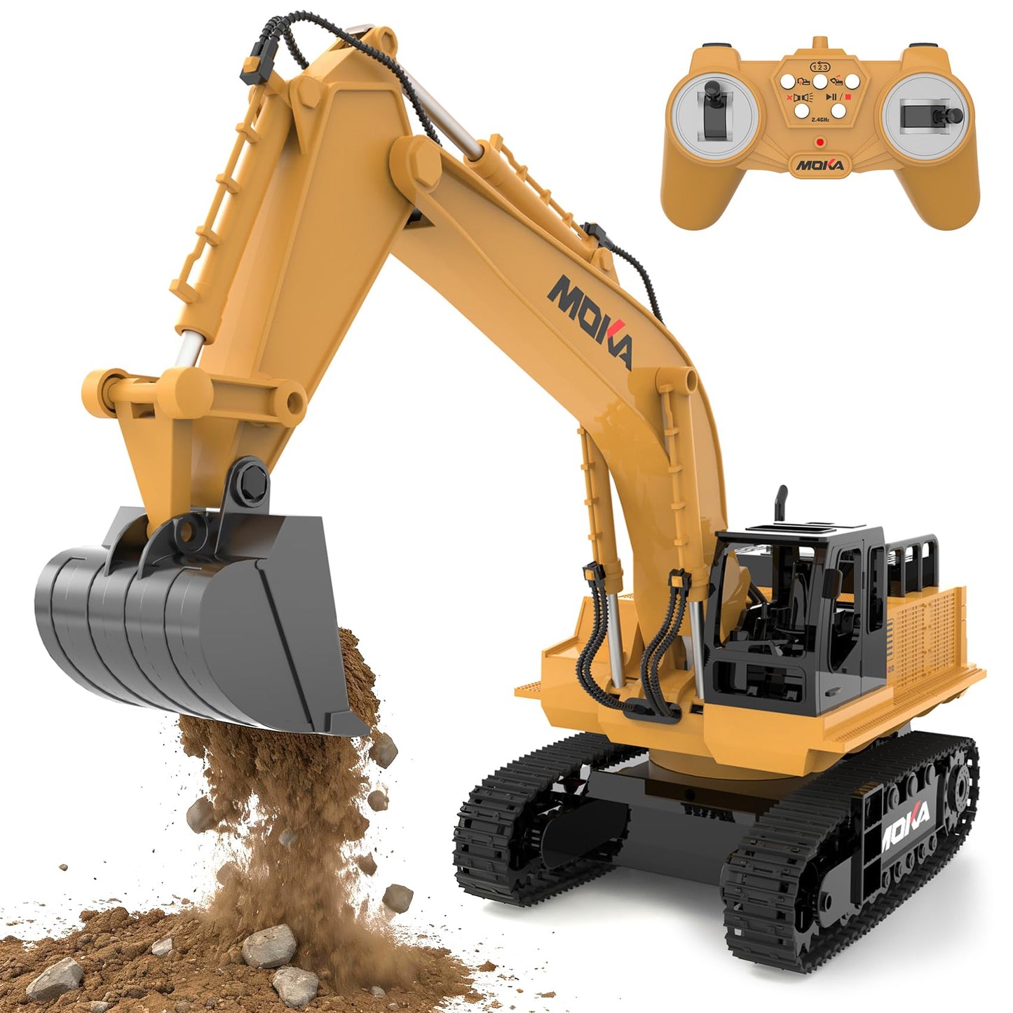 Highmall RC Excavator Toy - 11-Channel, 680° Rotation, Dual 1200mAh
