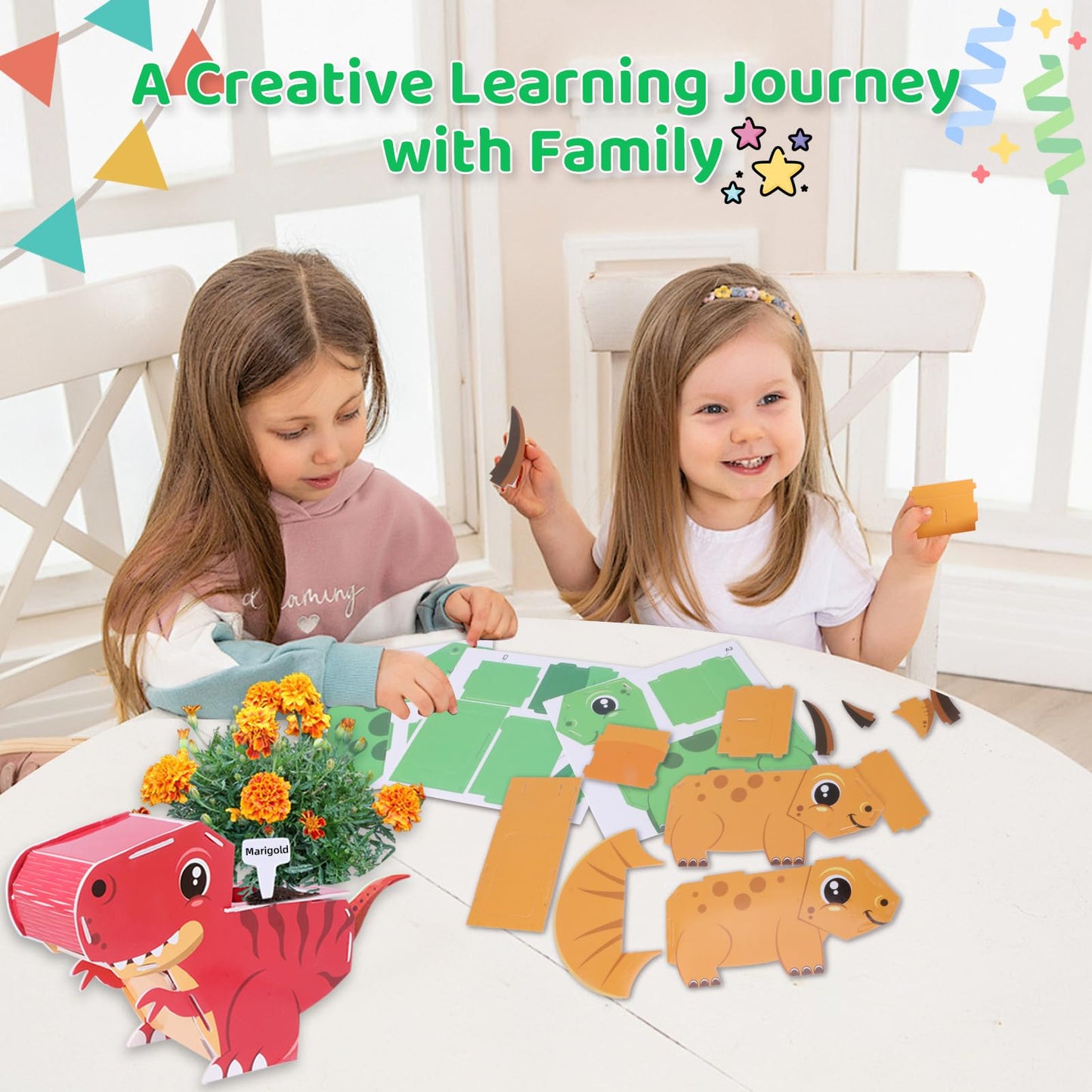 HiHOYA Flower Growing Kit for Kids – 3D Dinosaur Puzzles Garden Set for Ages 6-12