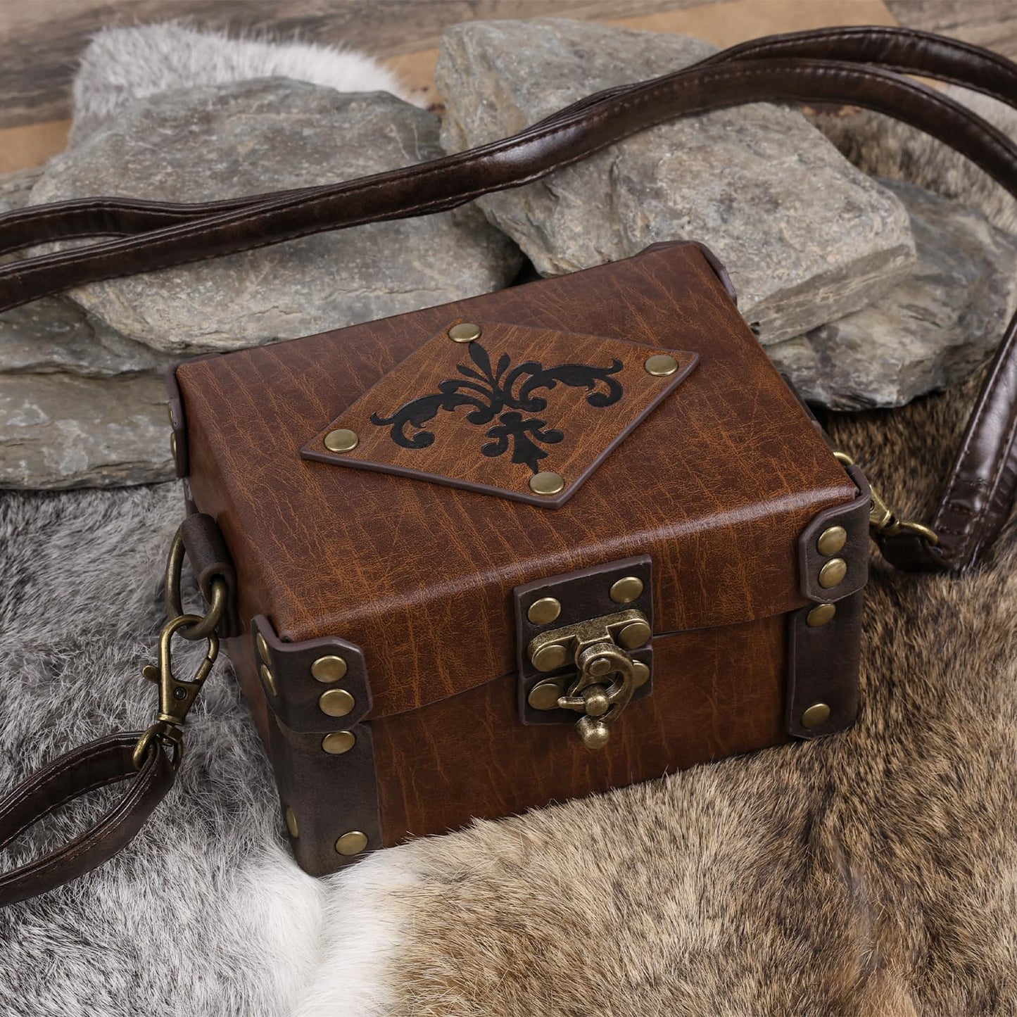 HiiFeuer Medieval Faux Leather Alchemy Box – 12 Cork Vials