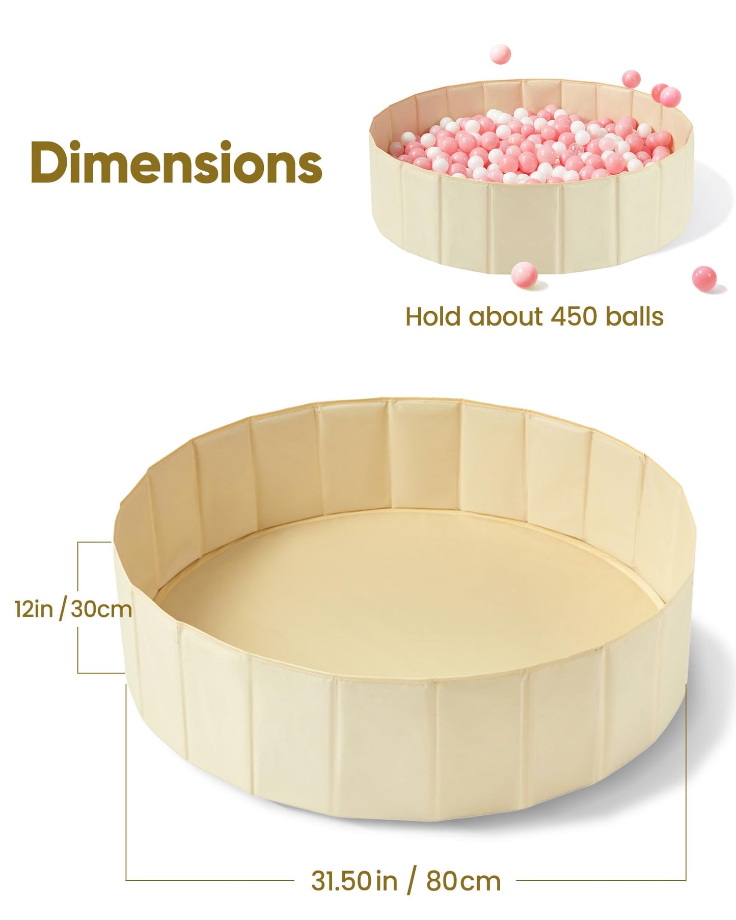 Hikiddy Baby Ball Pit Foldable 31.5 Inch – Safe, Portable Kiddie Ball Pool for Toddlers