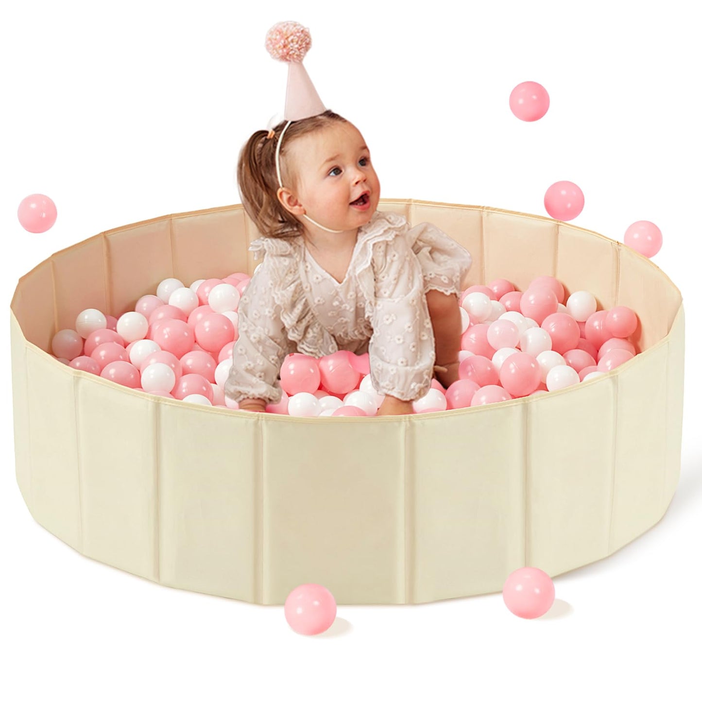Hikiddy Baby Ball Pit Foldable 31.5 Inch – Safe, Portable Kiddie Ball Pool for Toddlers