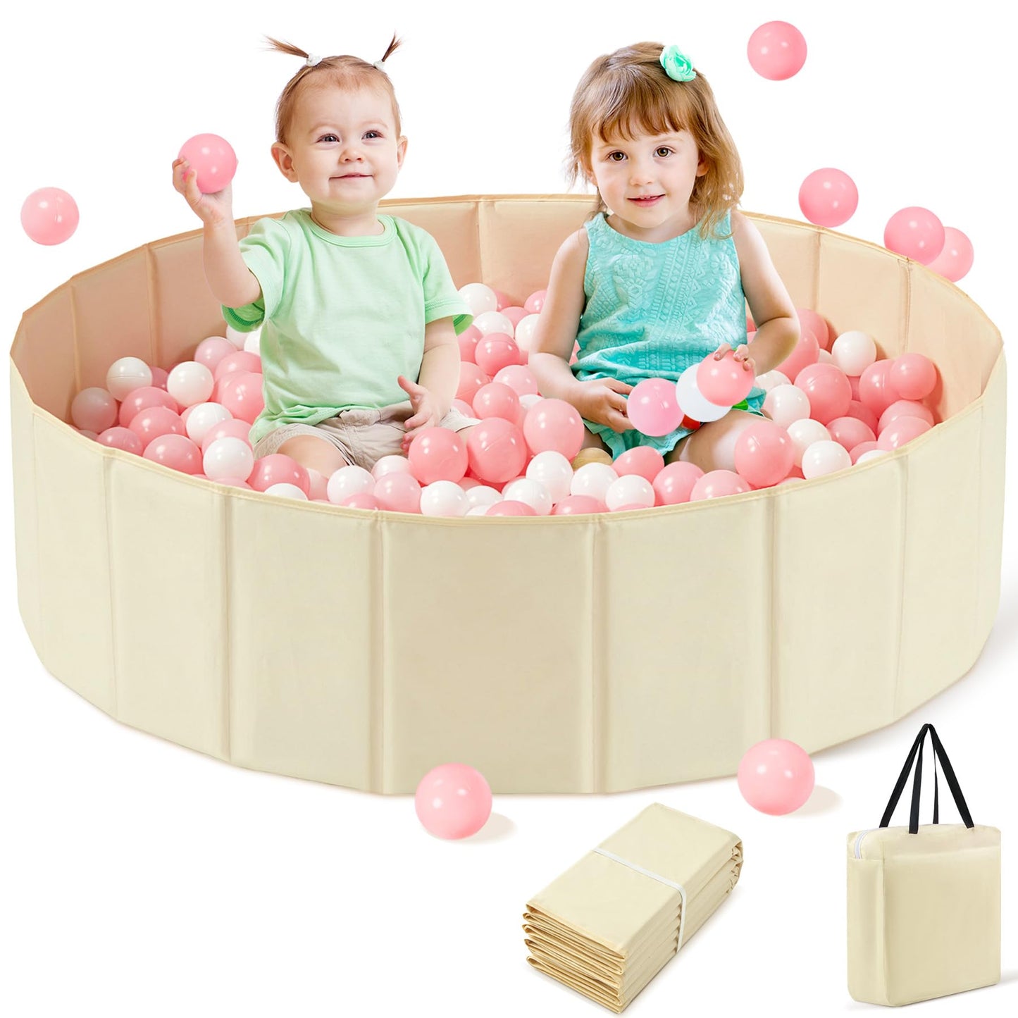 Hikiddy Large Ball Pit for Toddlers - 44-inch Diameter, Pop-Up Playmat, Foldable Ball Pool