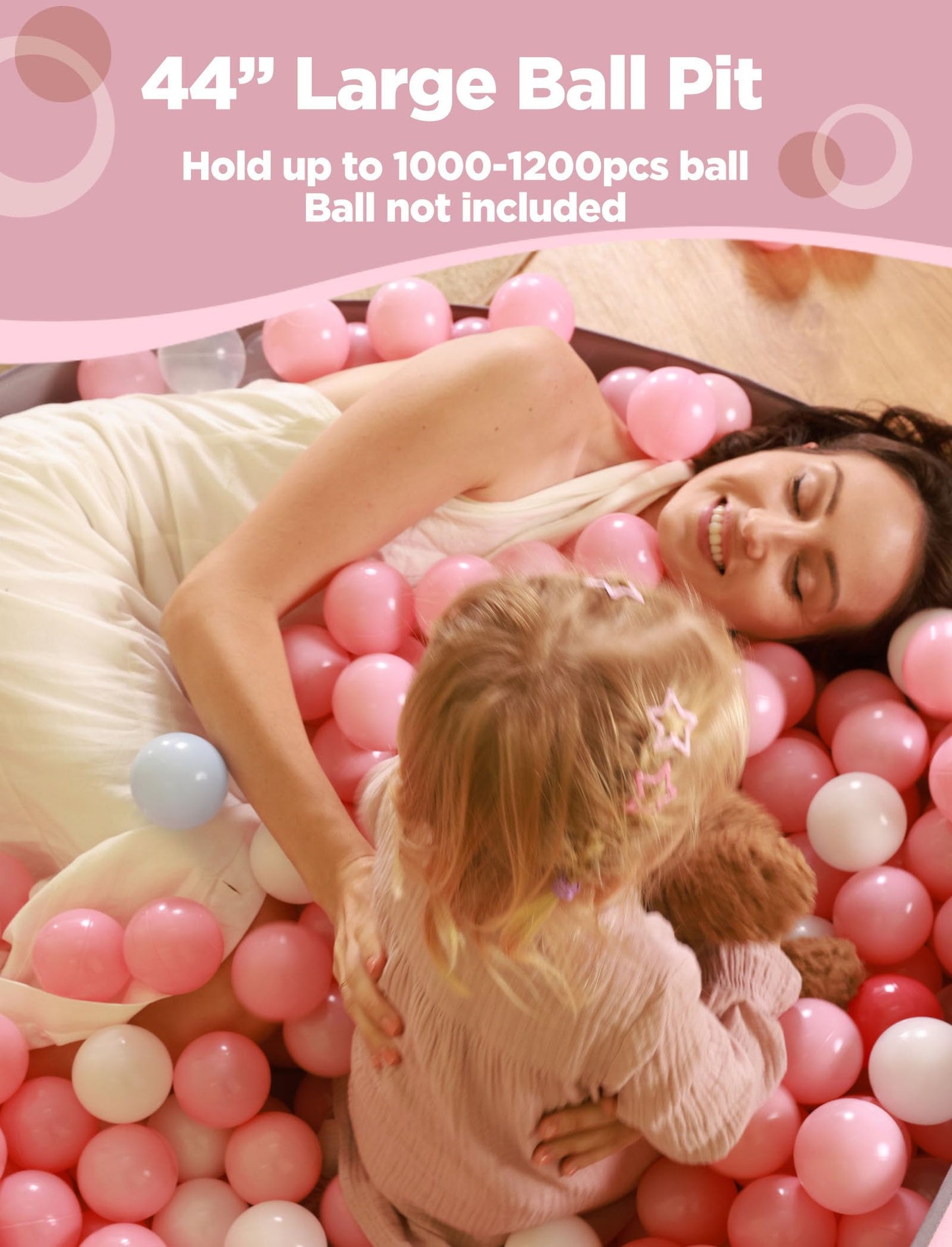 Hikiddy 44-Inch Large Ball Pit for Toddlers – Pop-Up Playmat & Foldable Pool