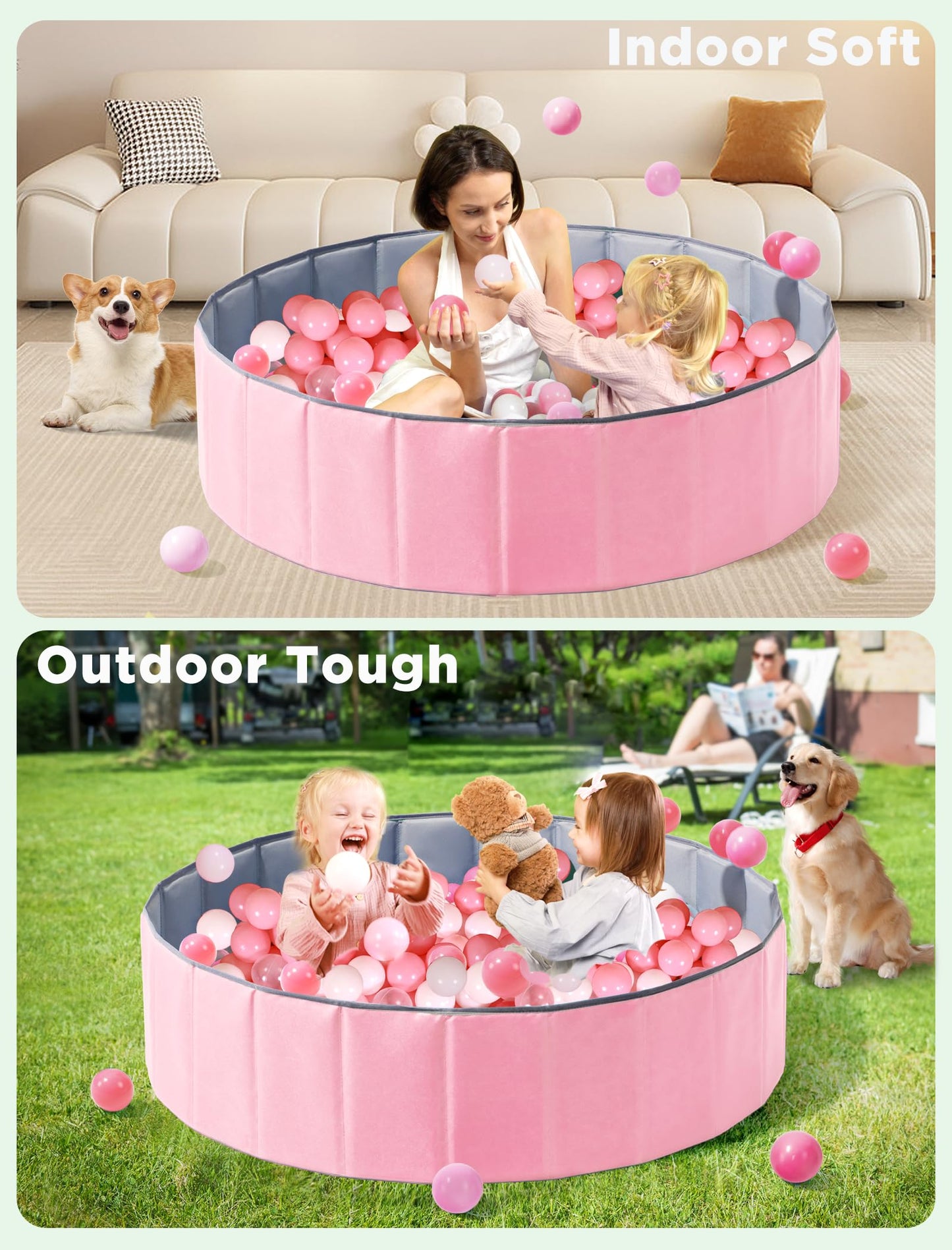 Hikiddy 44-Inch Large Ball Pit for Toddlers – Pop-Up Playmat & Foldable Pool
