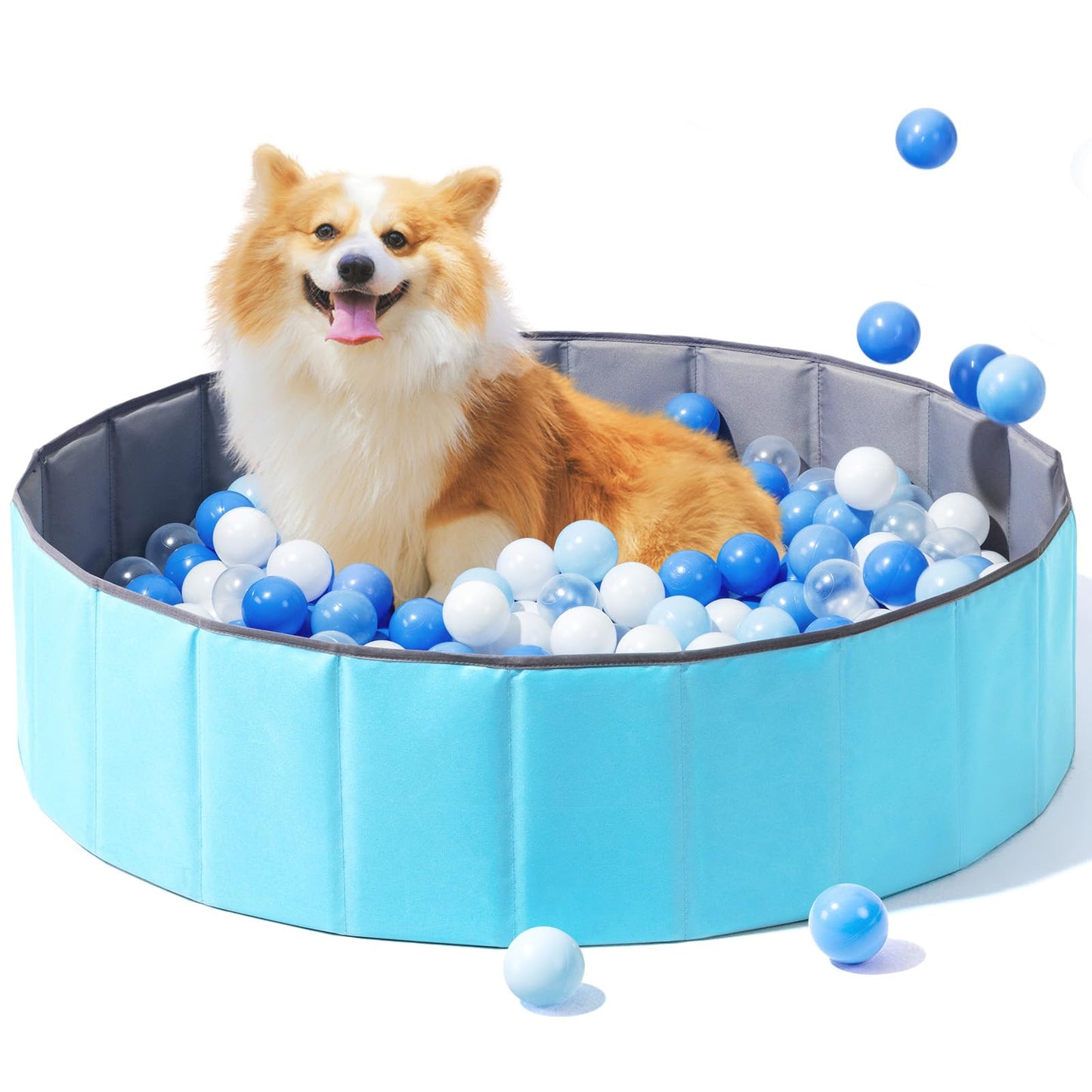 Hikiddy Foldable Ball Pit – 31.5-Inch Round Playpen for Babies, Toddlers & Pets (Light Blue)