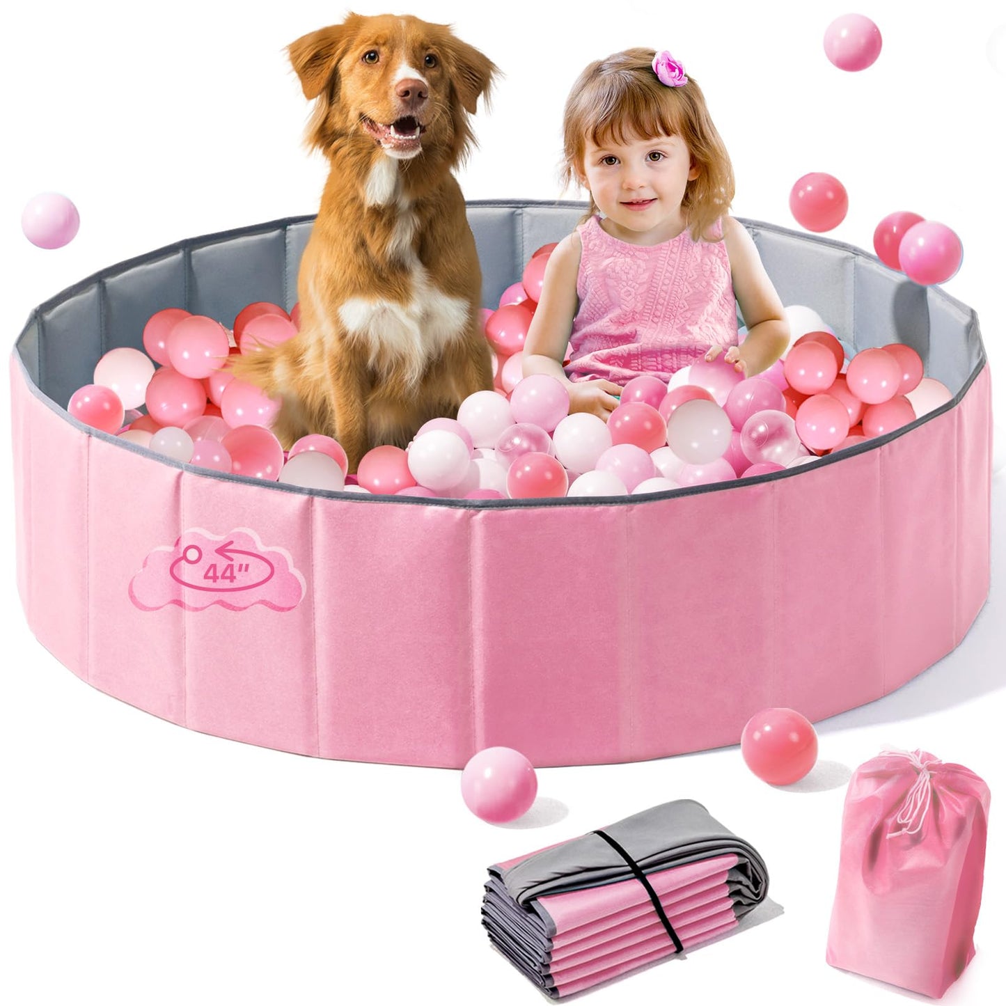 Hikiddy 44-Inch Large Ball Pit for Toddlers – Pop-Up Playmat & Foldable Pool