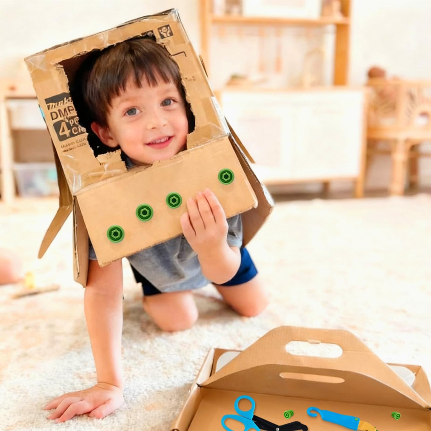 HIKISS 168-Piece Cardboard Tools Kit for Kids – Safe, Creative STEM Toy for Ages 5+