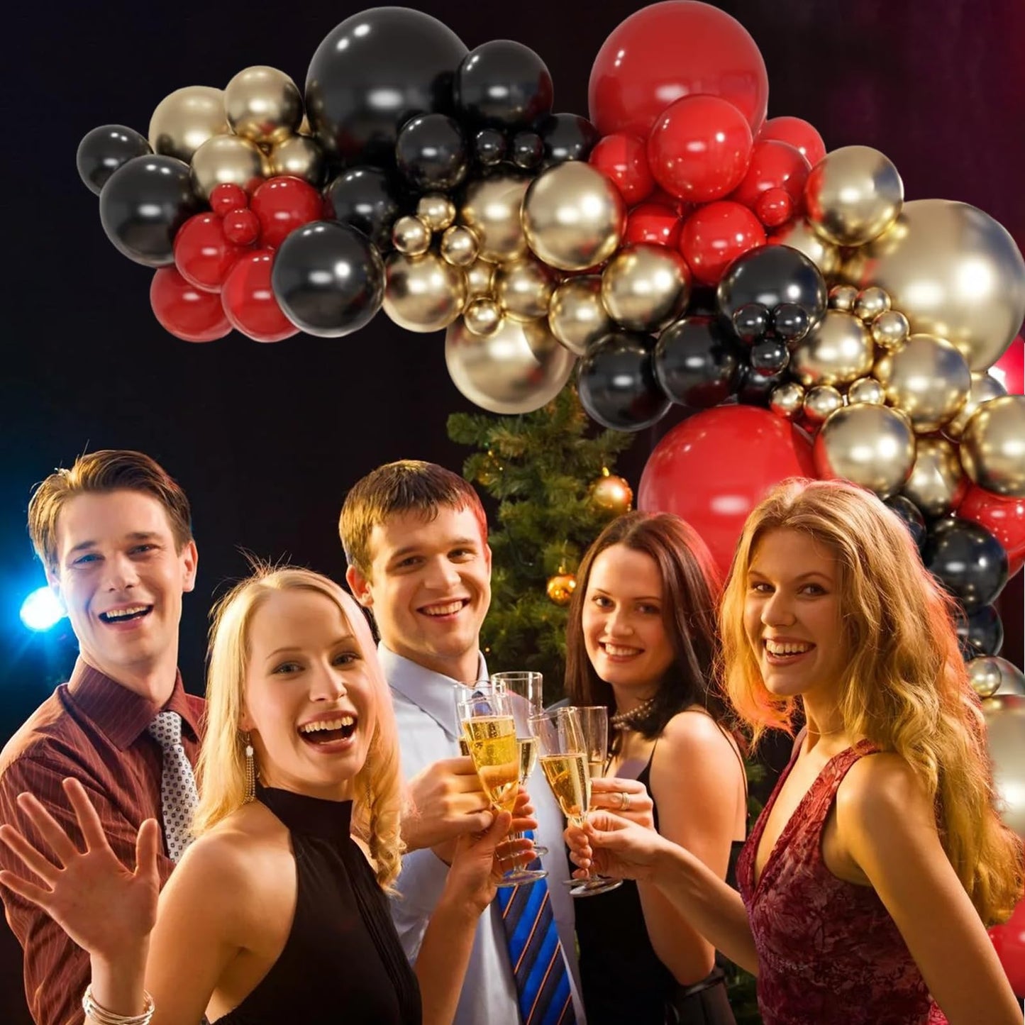 HILAVO 60-Piece Red, Black & Gold Balloons – 12" Casino Theme Party Decorations