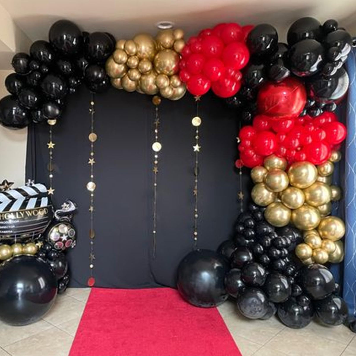 HILAVO 60-Piece Red, Black & Gold Balloons – 12" Casino Theme Party Decorations
