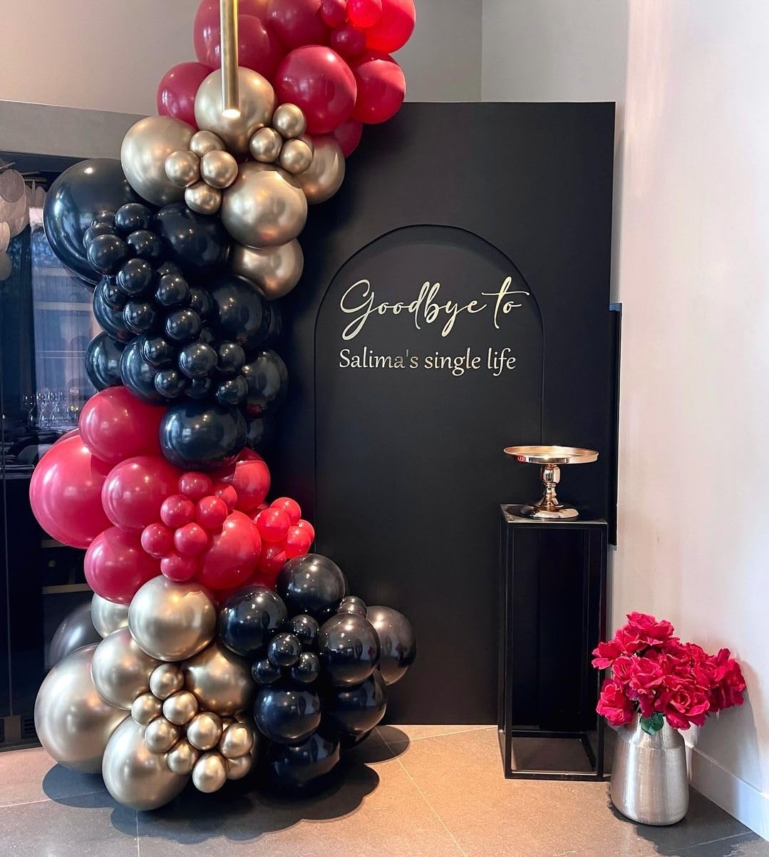 HILAVO 60-Piece Red, Black & Gold Balloons – 12" Casino Theme Party Decorations